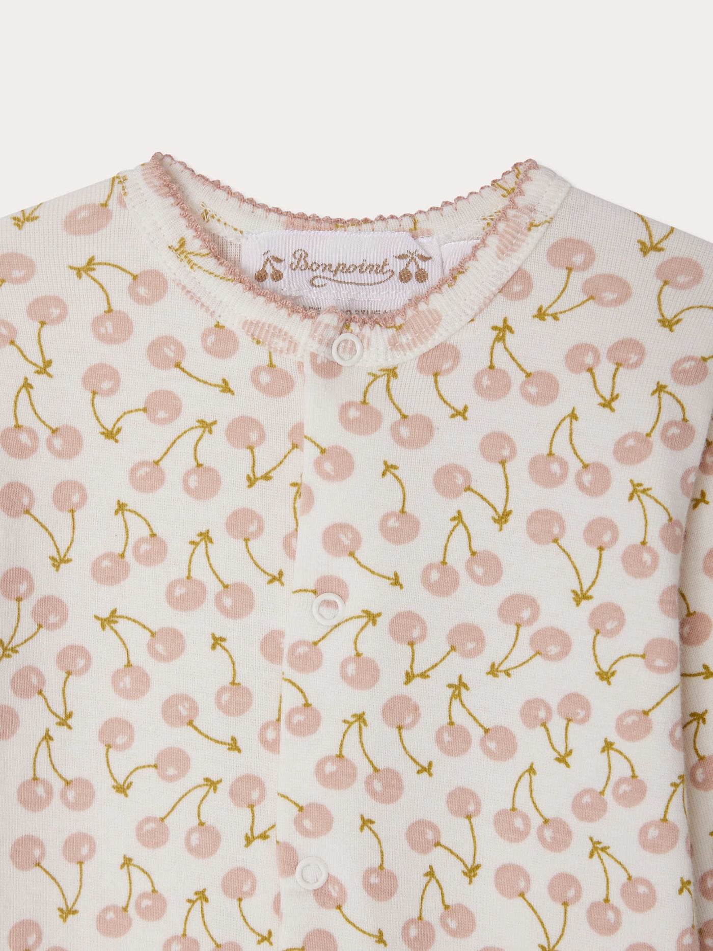 Pyjama Golco à col rond à imprimé cerises en coton biologique