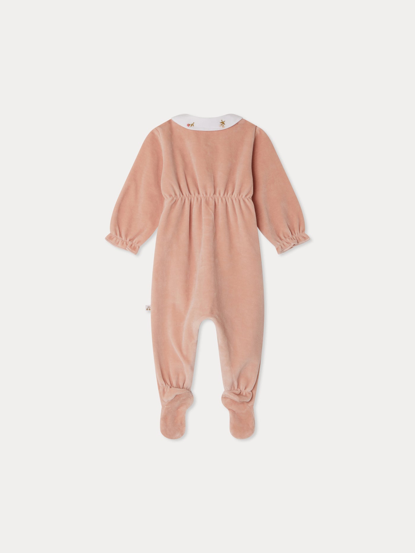 Pyjama velours Tintina avec col brodé cerise en velours