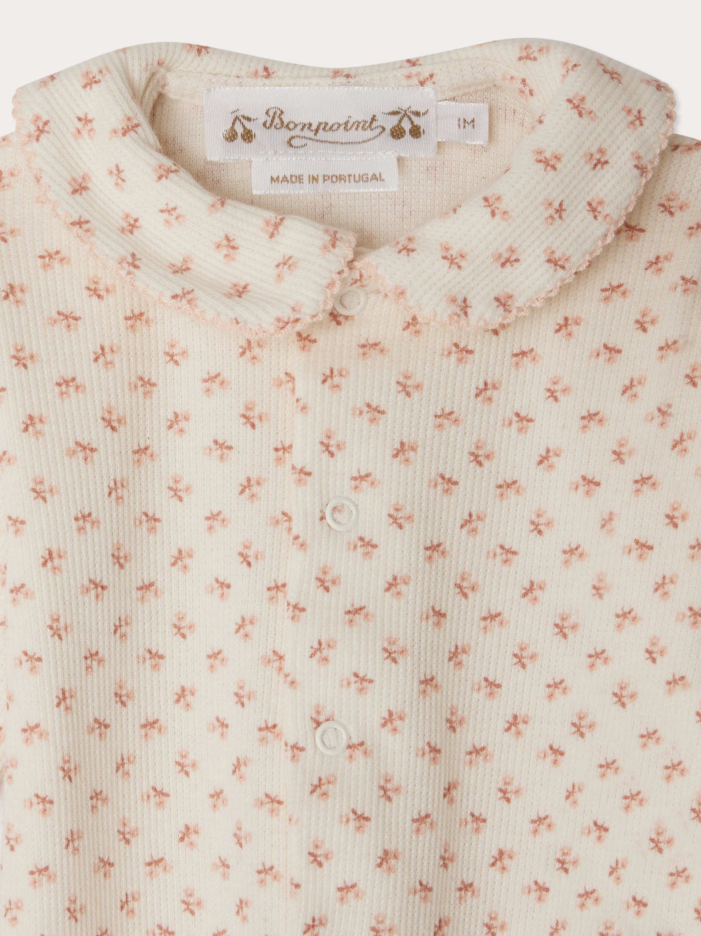 Jayna pajamas with Peter Pan collar and cherry print in organic cotton