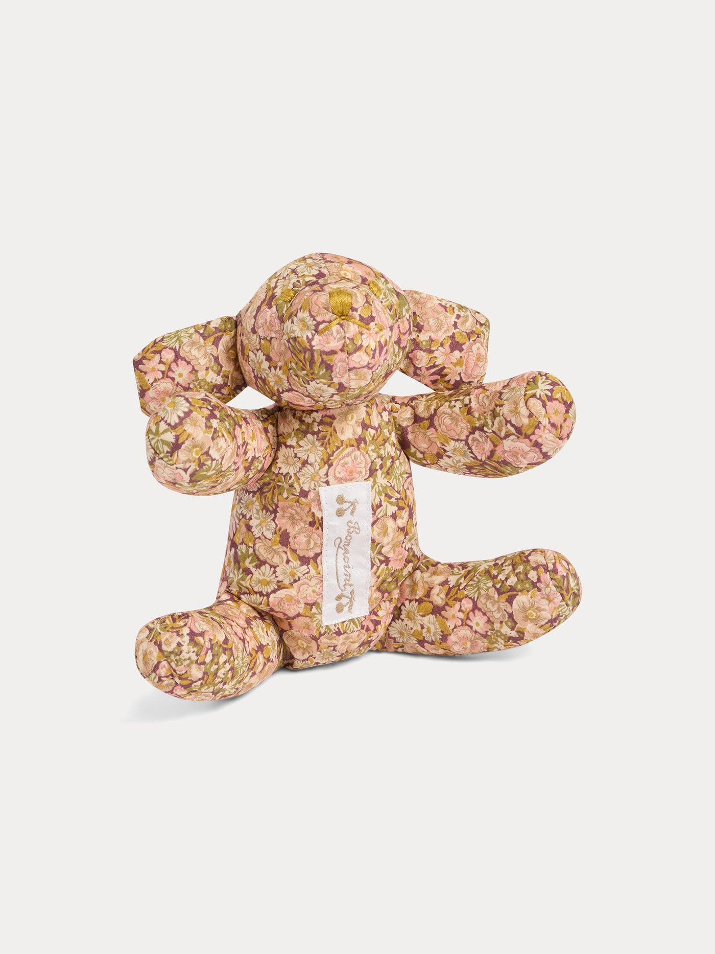 Doudou Aimée chien en tissu Liberty rose en coton biologique