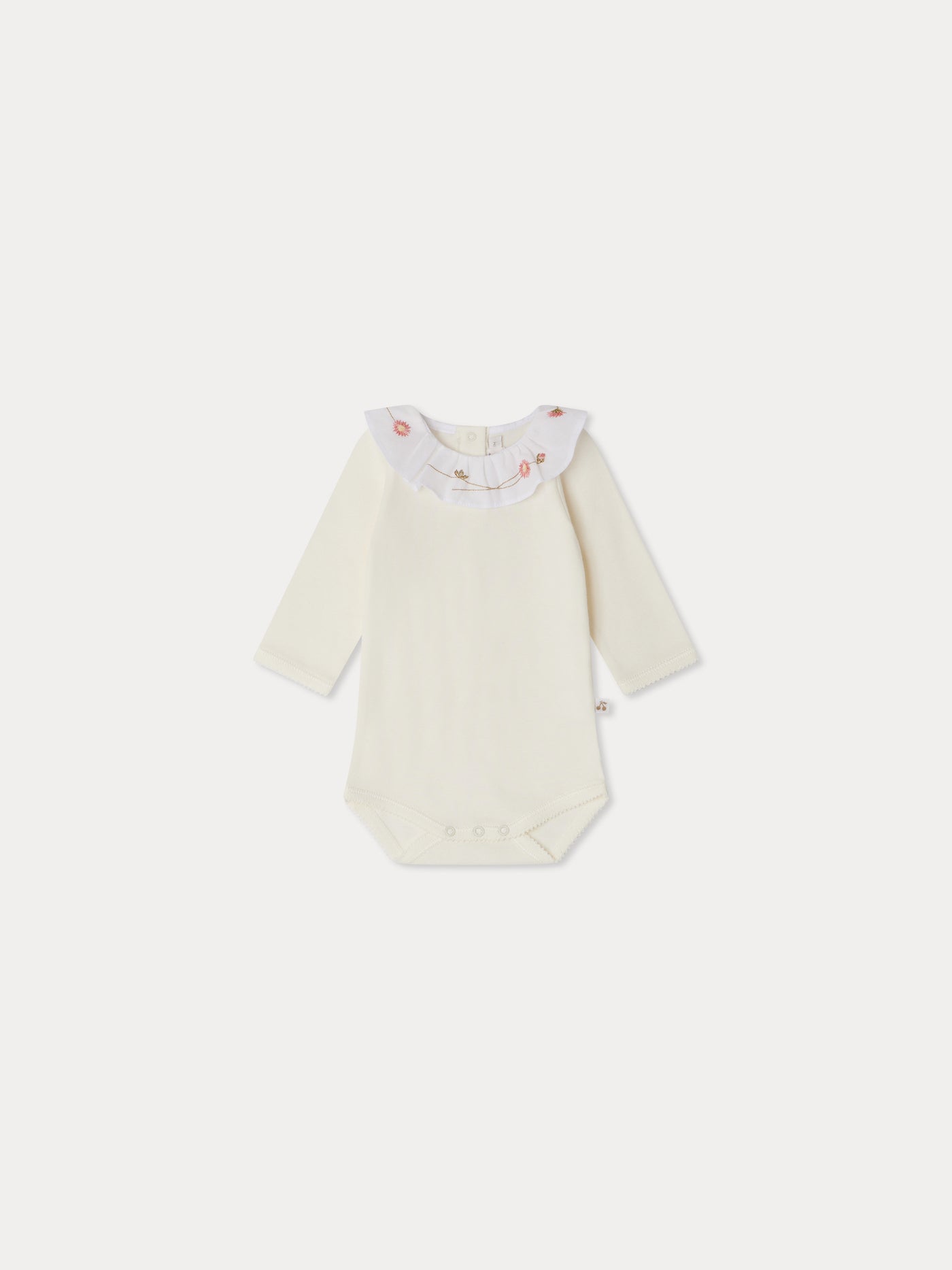 June bodysuit with daisy embroidered collar in organic cotton