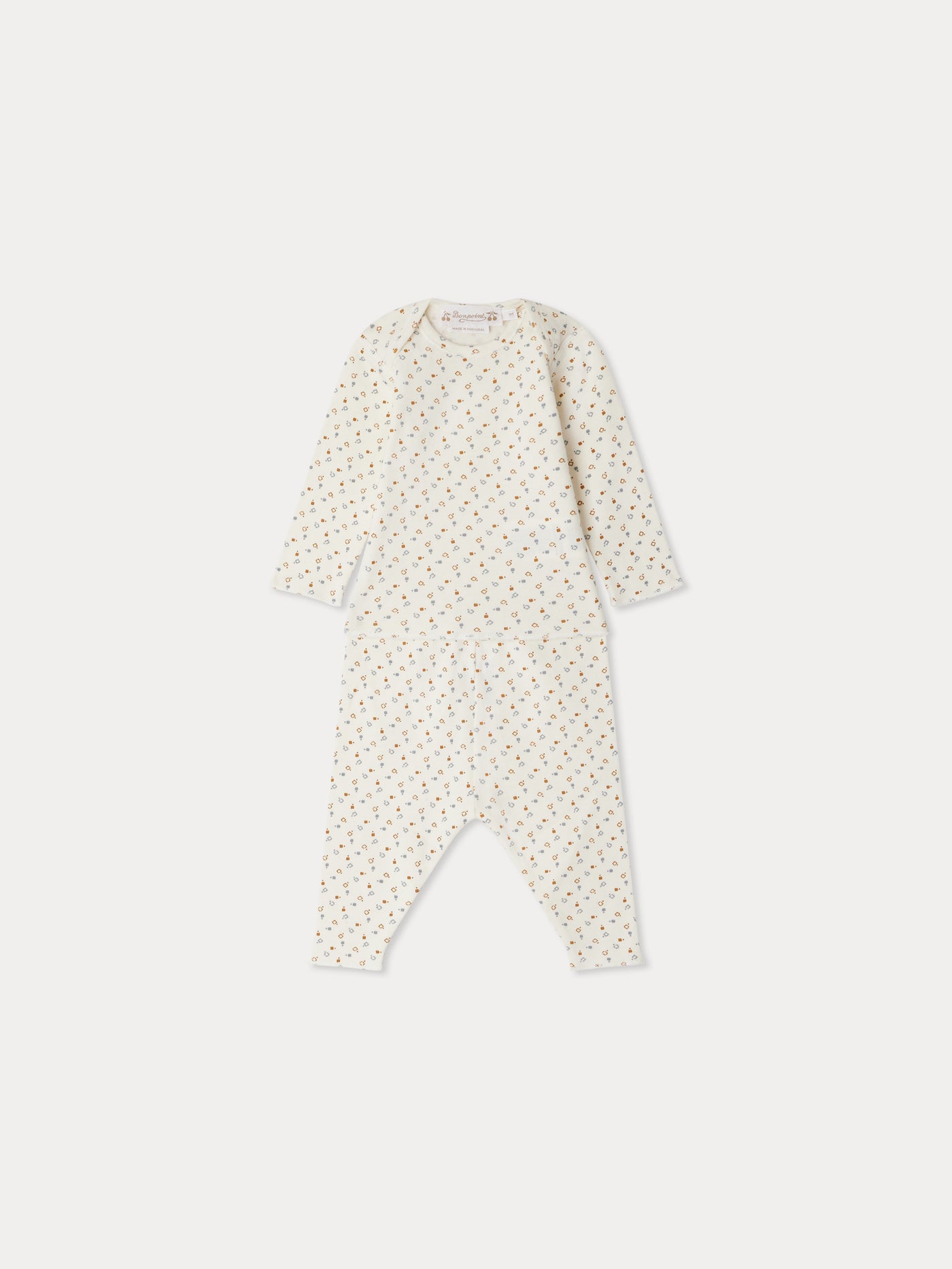 Completo stampato Timi con scollo all'americana in cotone biologico