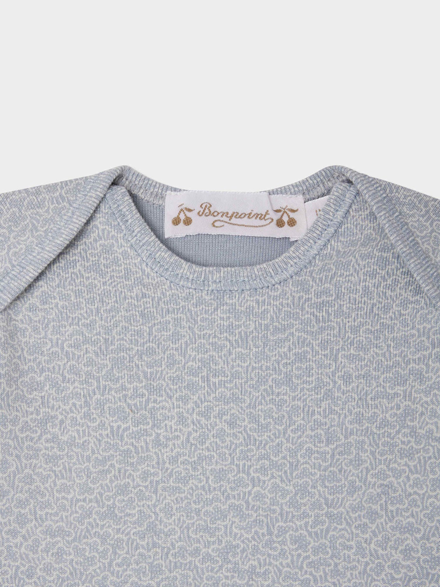 Timi printed set with American neckline in blue-grey organic cotton