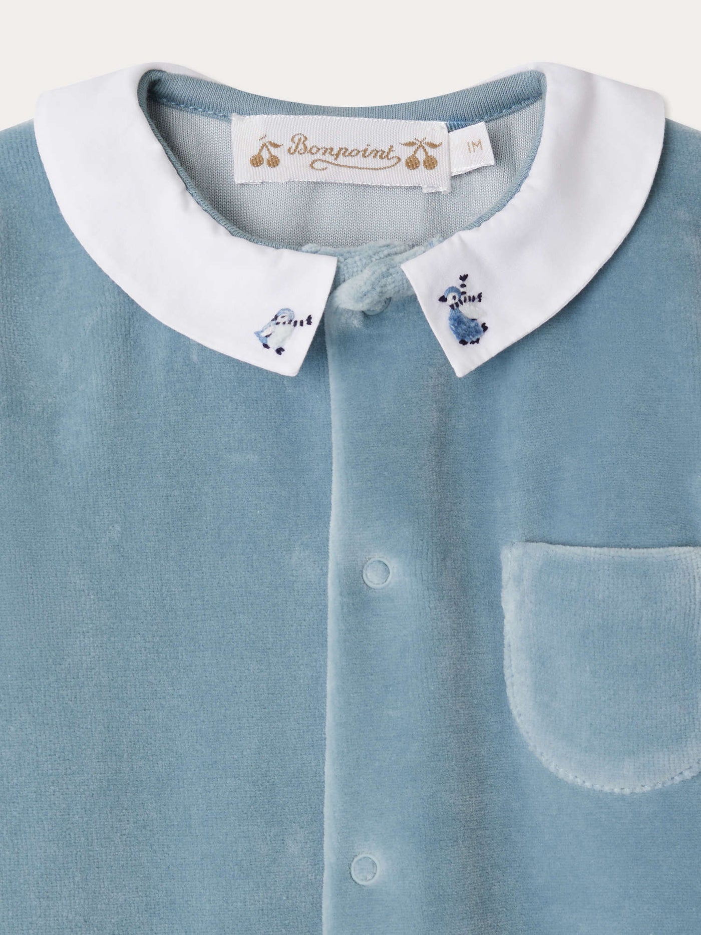 Tilouan velvet pajamas with embroidered penguin velvet collar