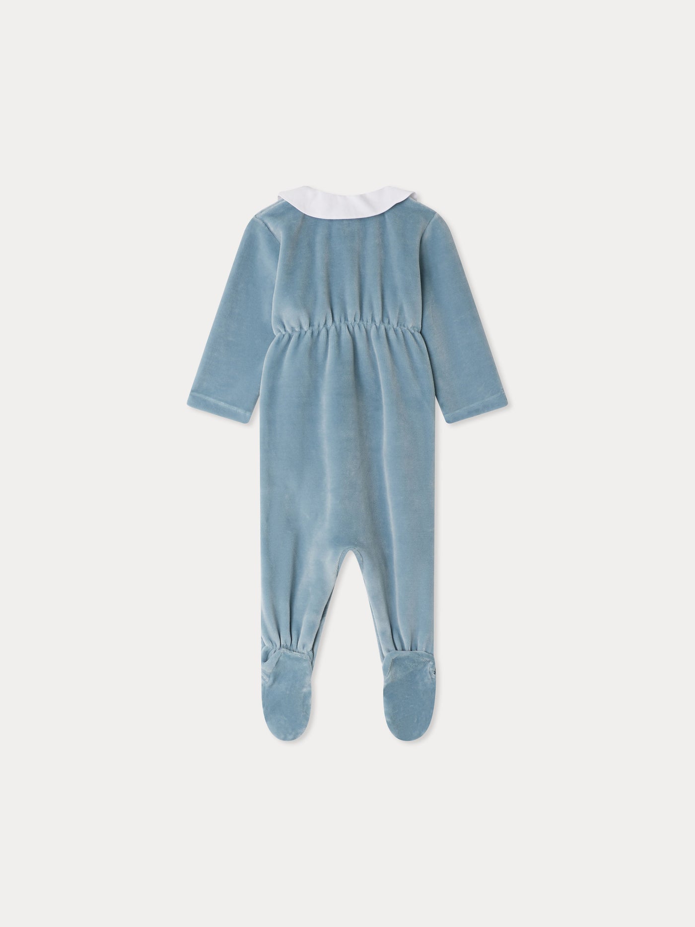 Tilouan-Samtpyjama mit besticktem Pinguin-Samtkragen