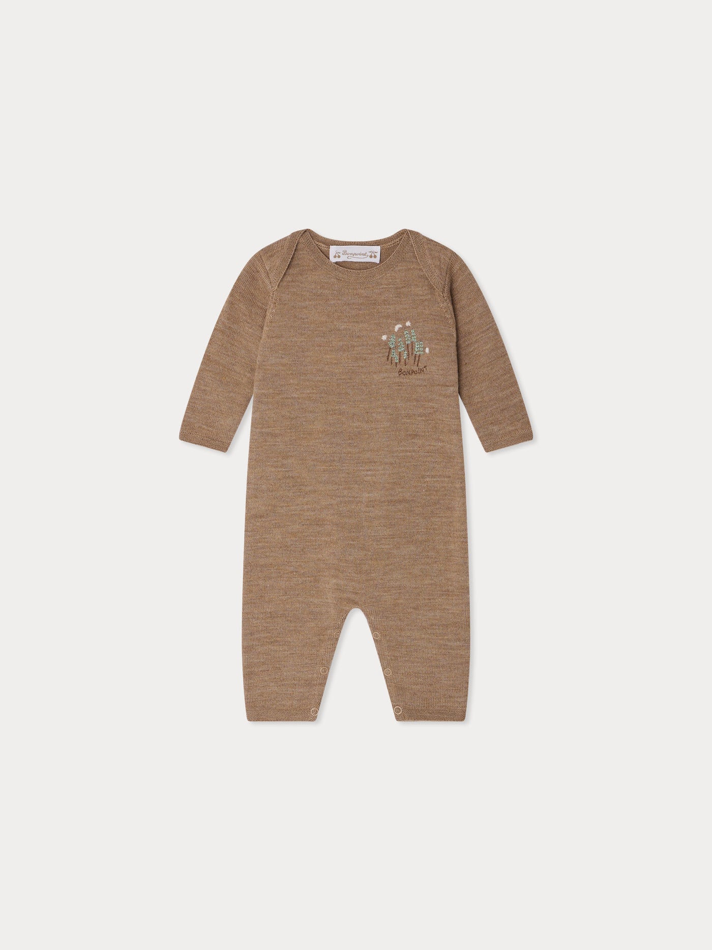 Cielo-Overall mit amerikanischem Ausschnitt und Wollstickerei auf der Brust