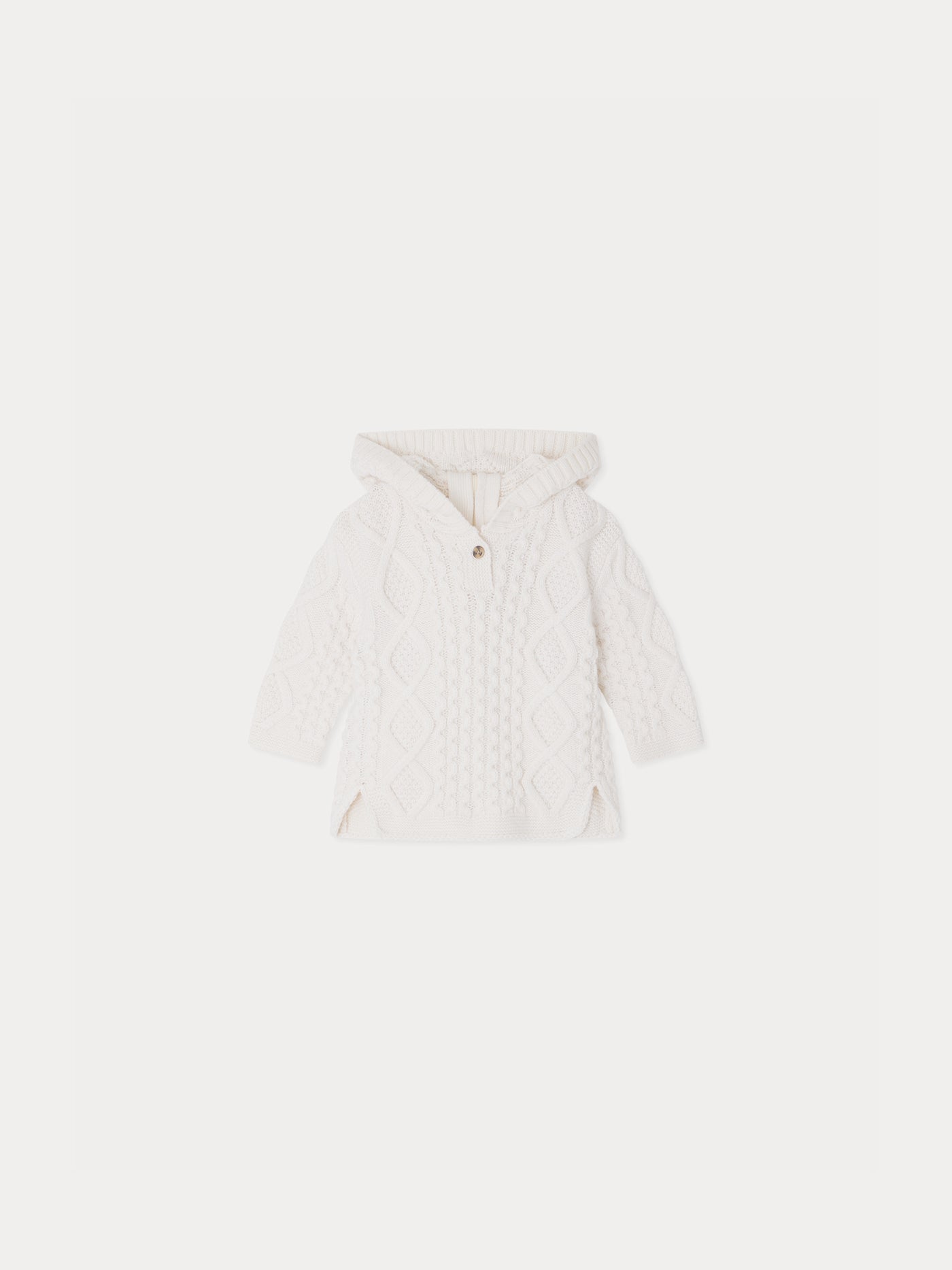 Tainy white hooded wool burnous