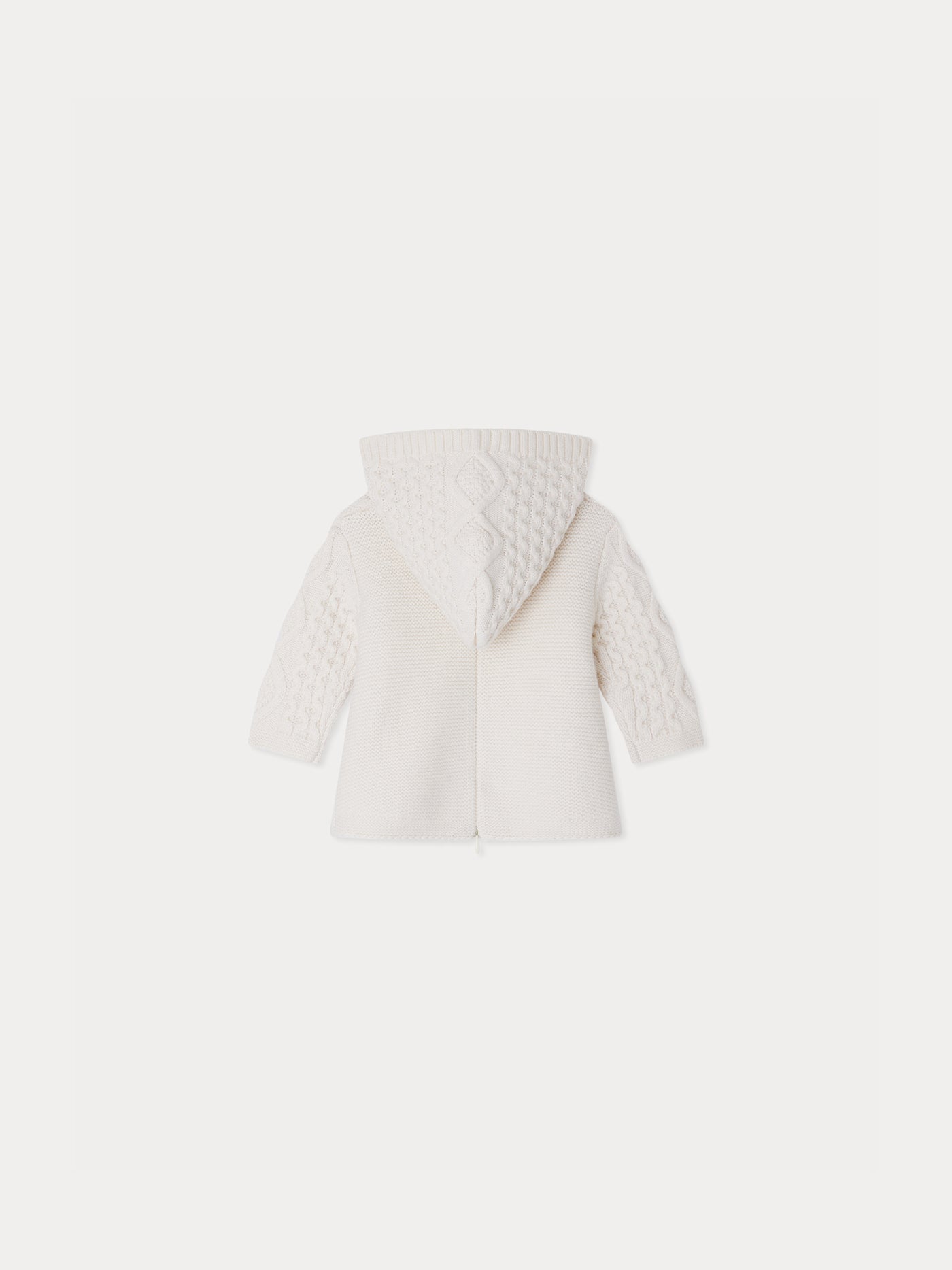Tainy white hooded wool burnous