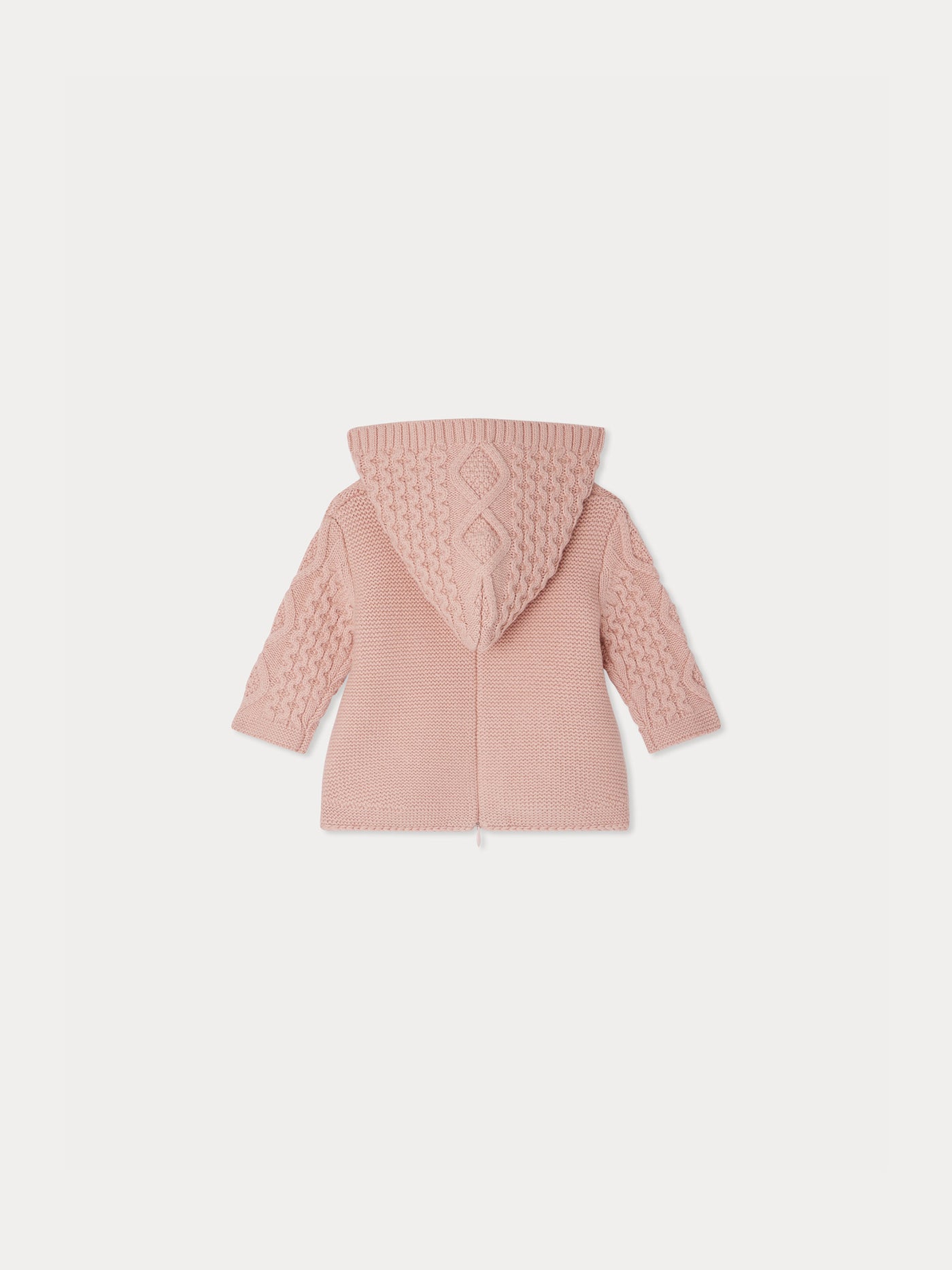 Tainy pink hooded wool burnous