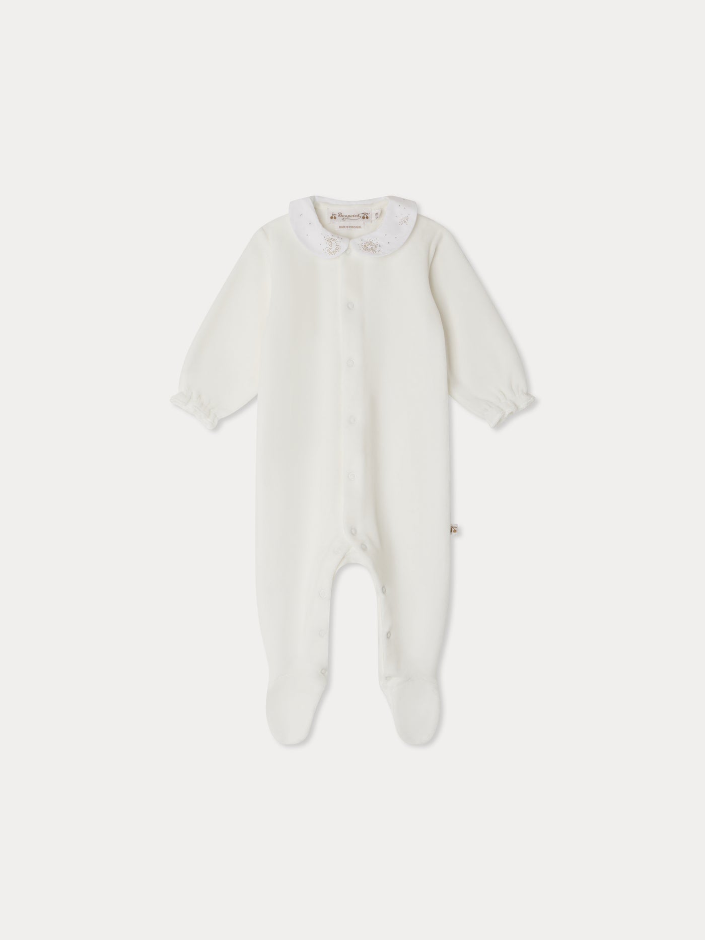 Pyjama velours Tintina avec col brodé étoiles et lunes en velours