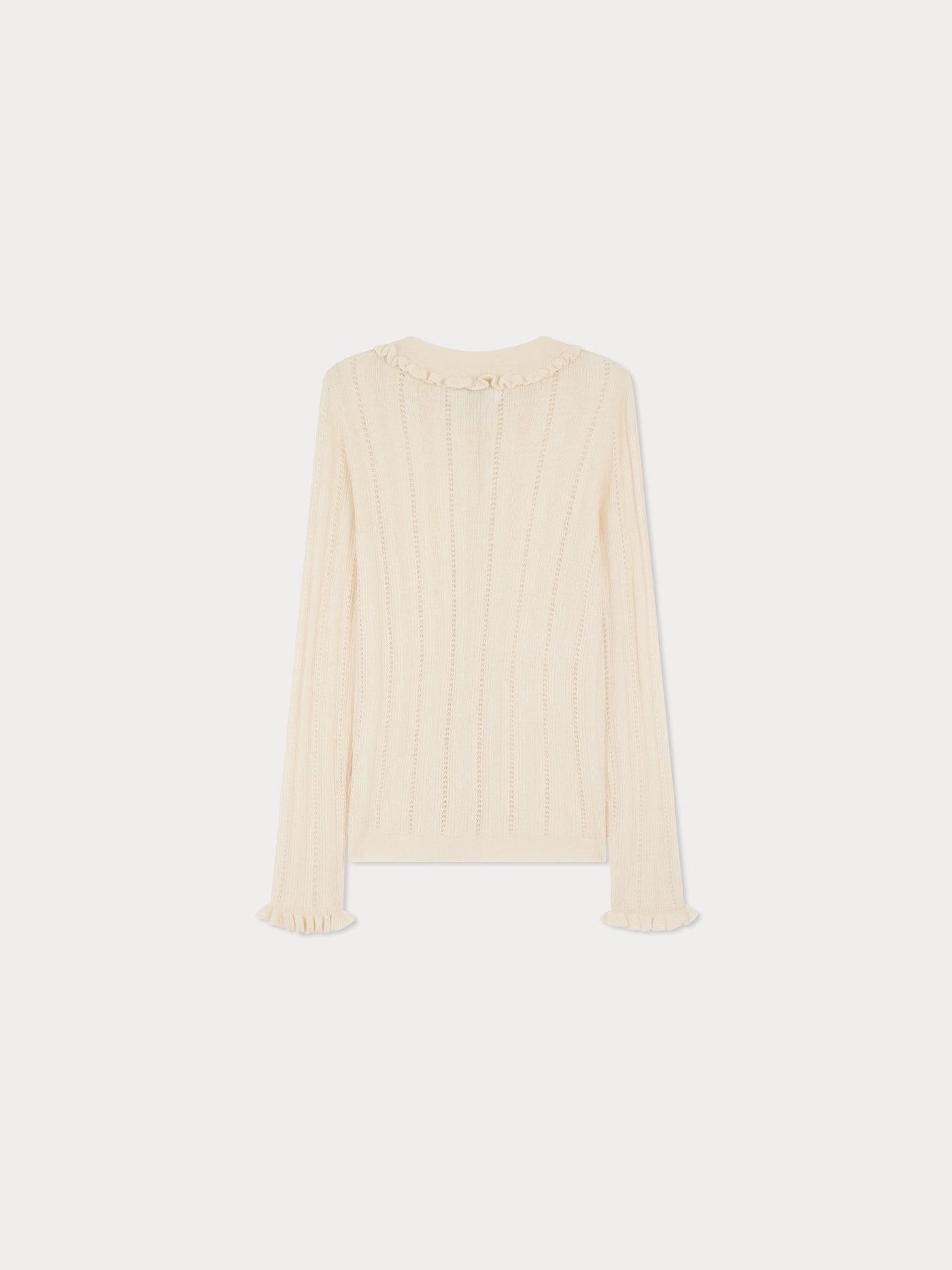 Jimini-Cardigan mit Zierstichkragen aus Wolle und Seide