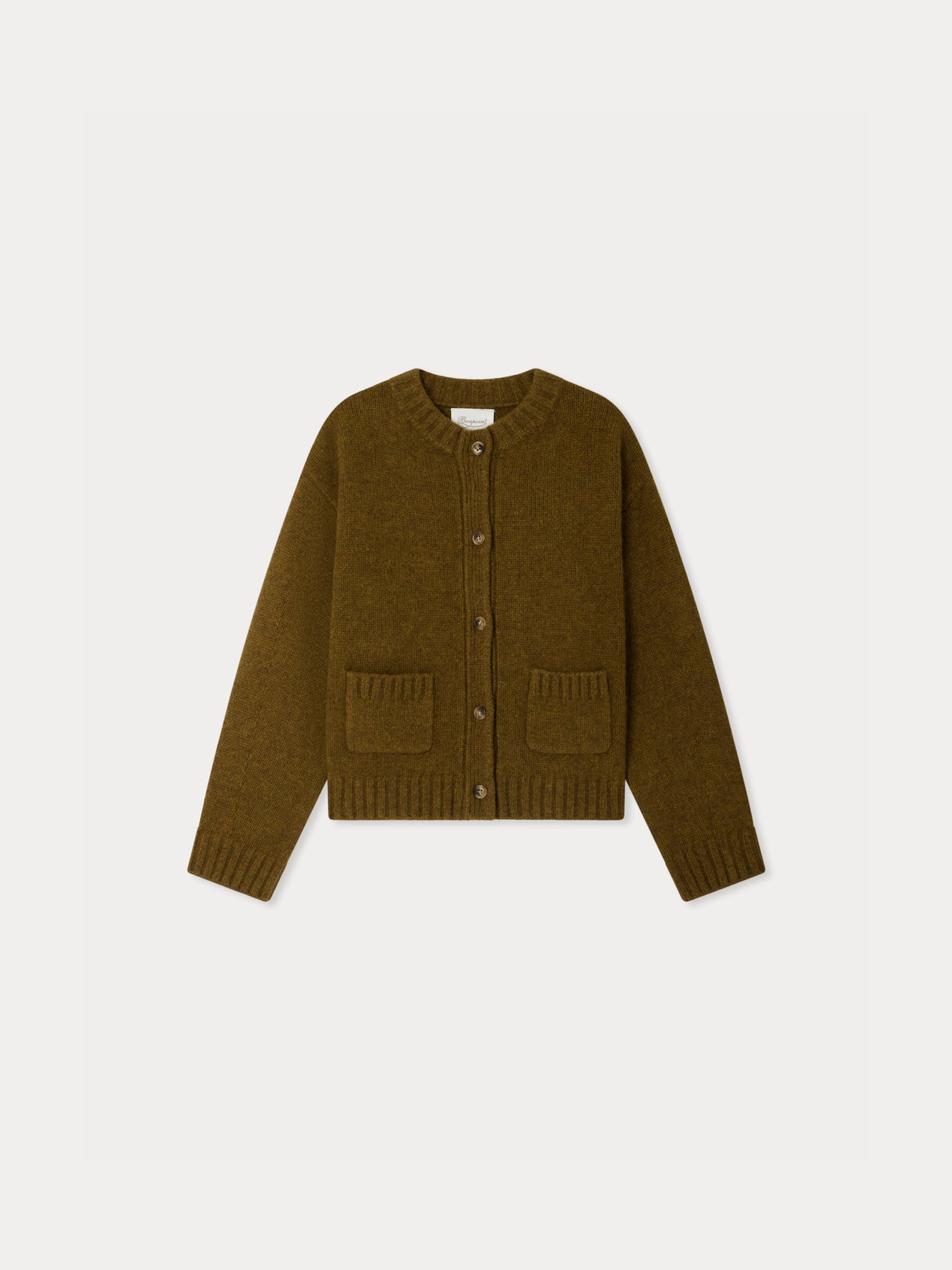 Duncan – Khakifarbene Strickjacke mit Taschen