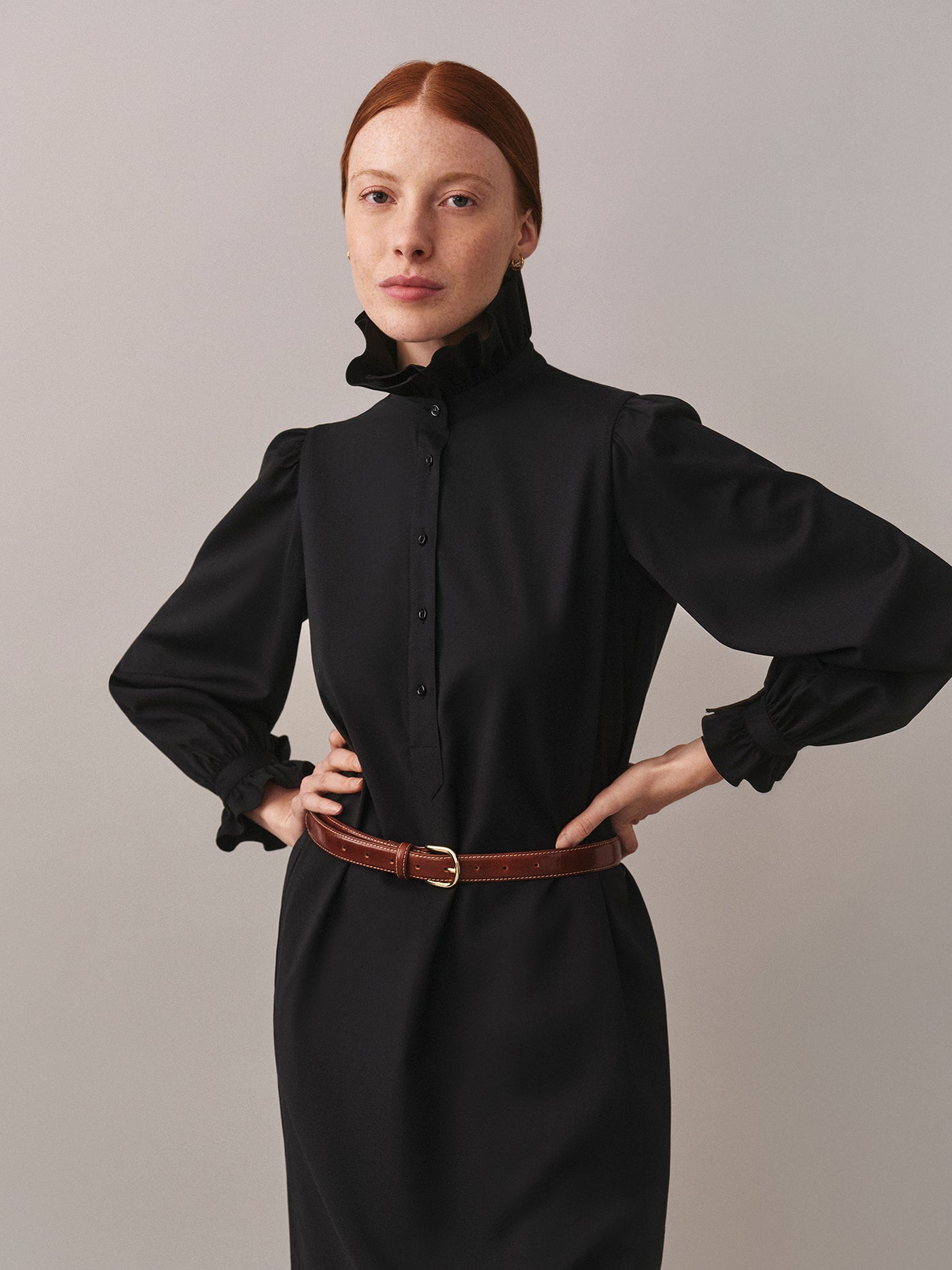 Abito Joie con colletto in lana arricciato