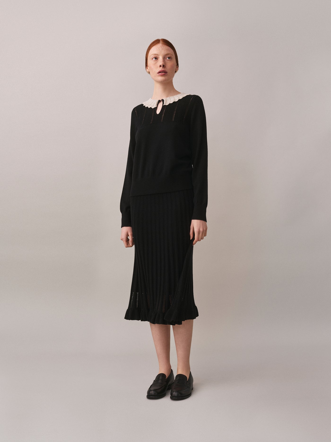 Jimina-Pullover mit Woll- und Seidenkragen