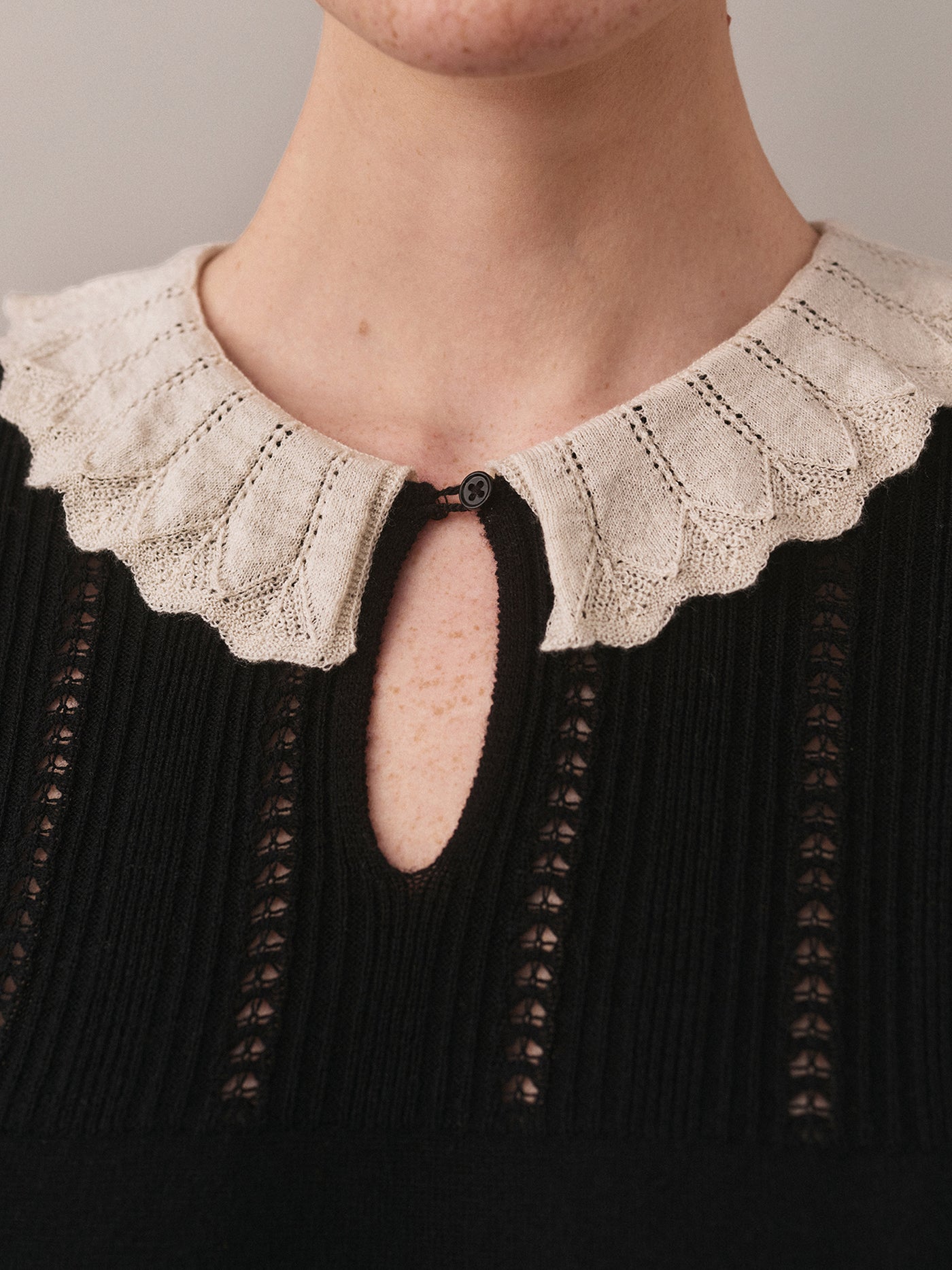 Jimina-Pullover mit Woll- und Seidenkragen