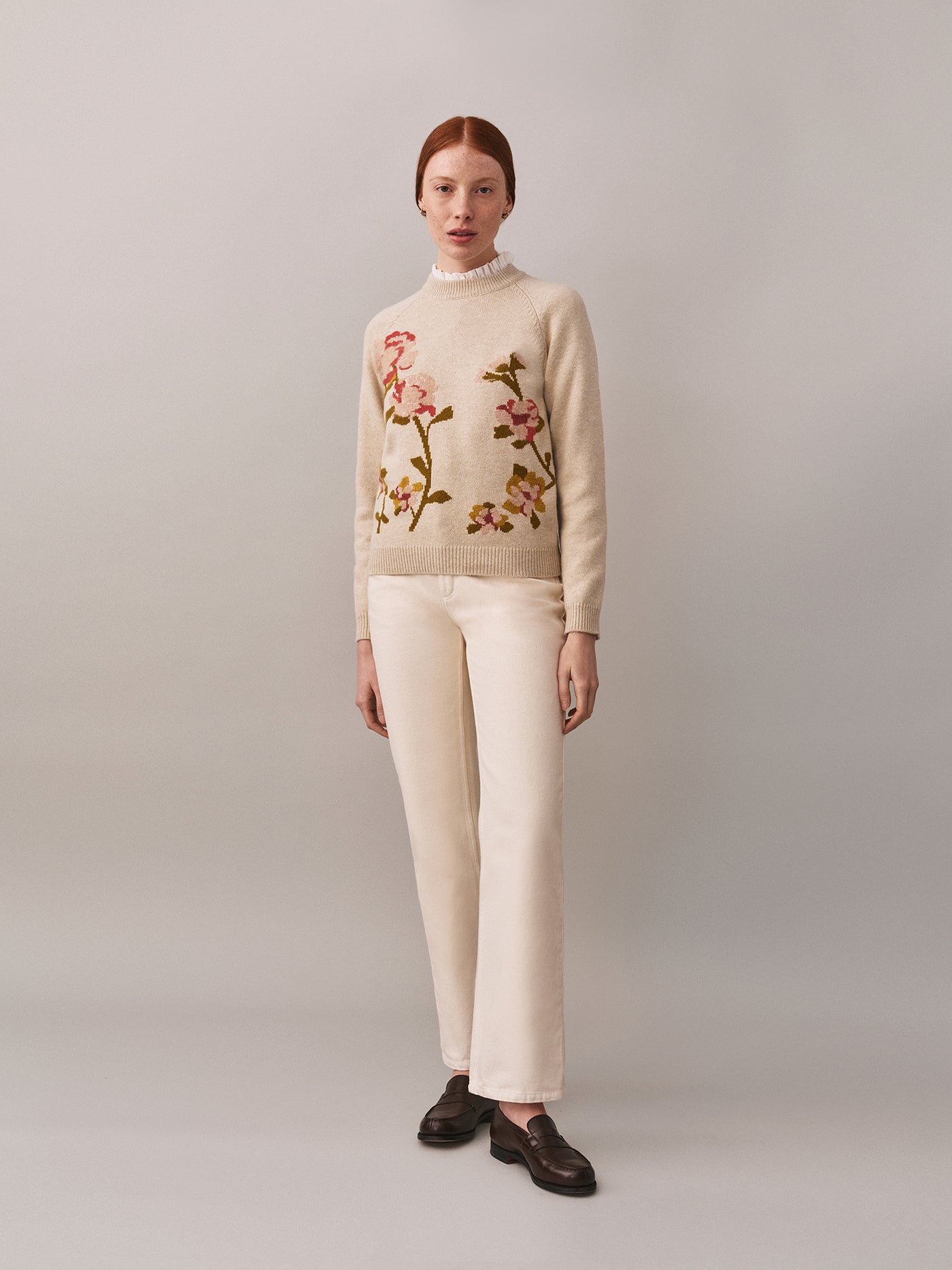 Nottingham-Pullover mit Blumenstickerei