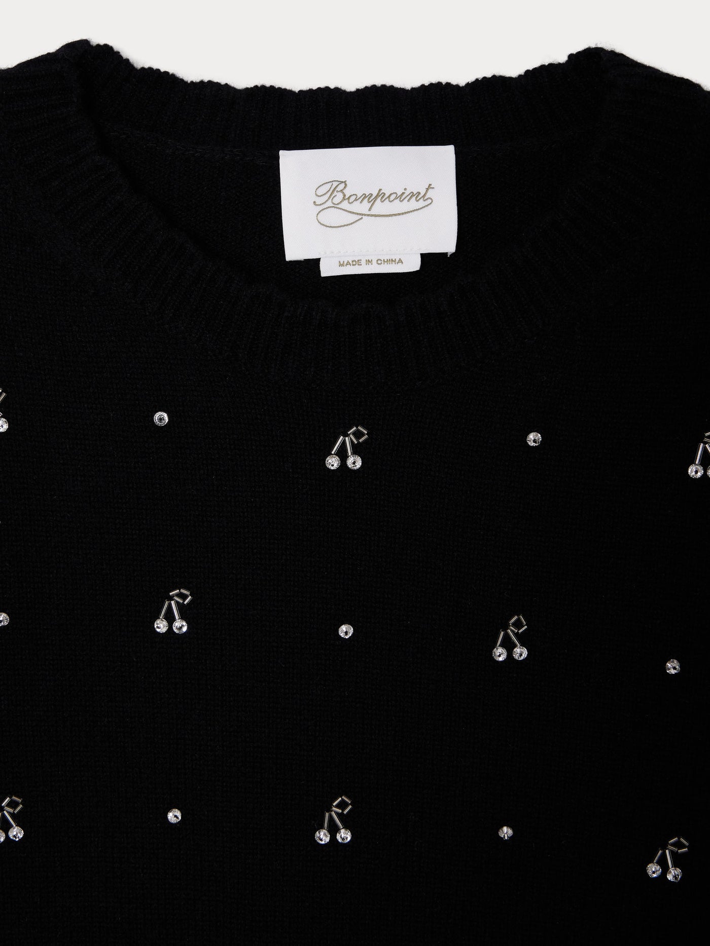 Jossia sweater with cherry pearl embroidery in wool and cashmere