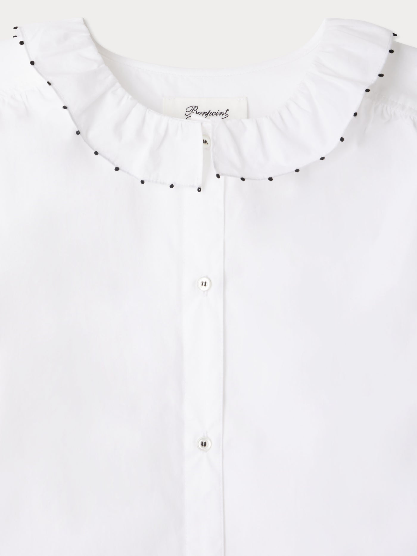 Joba blouse with embroidered collar in organic cotton