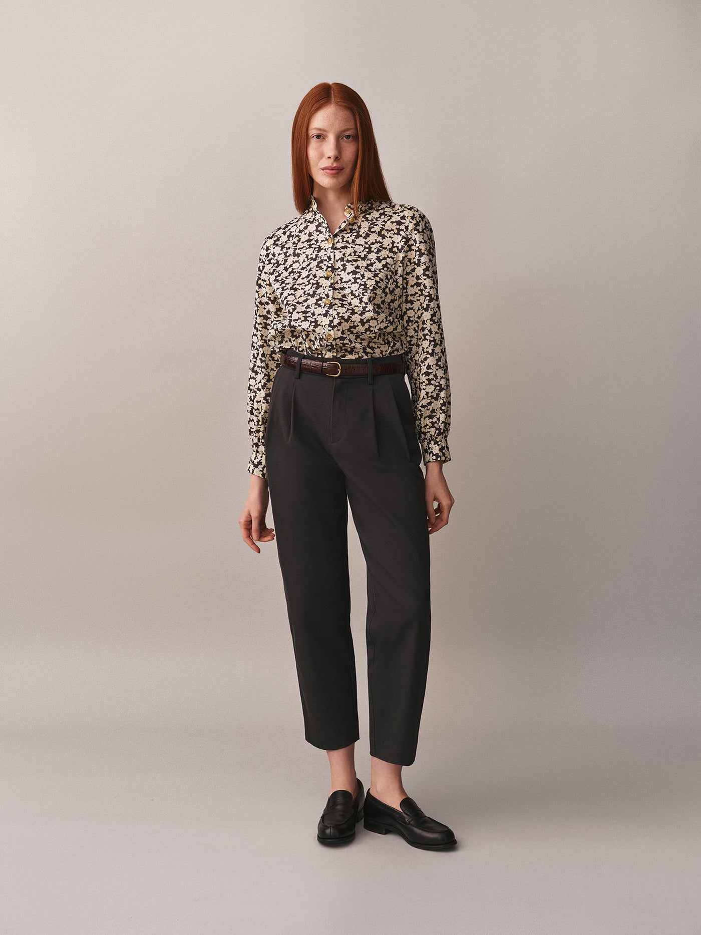 Bluse Monceau aus schwarzem Liberty-Stoff aus Bio-Baumwolle
