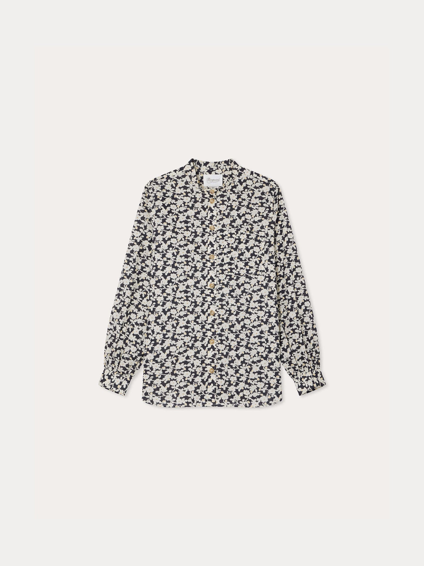Bluse Monceau aus schwarzem Liberty-Stoff aus Bio-Baumwolle