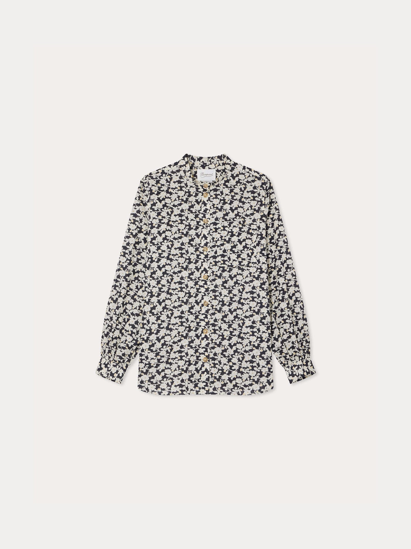 Bluse Monceau aus schwarzem Liberty-Stoff aus Bio-Baumwolle