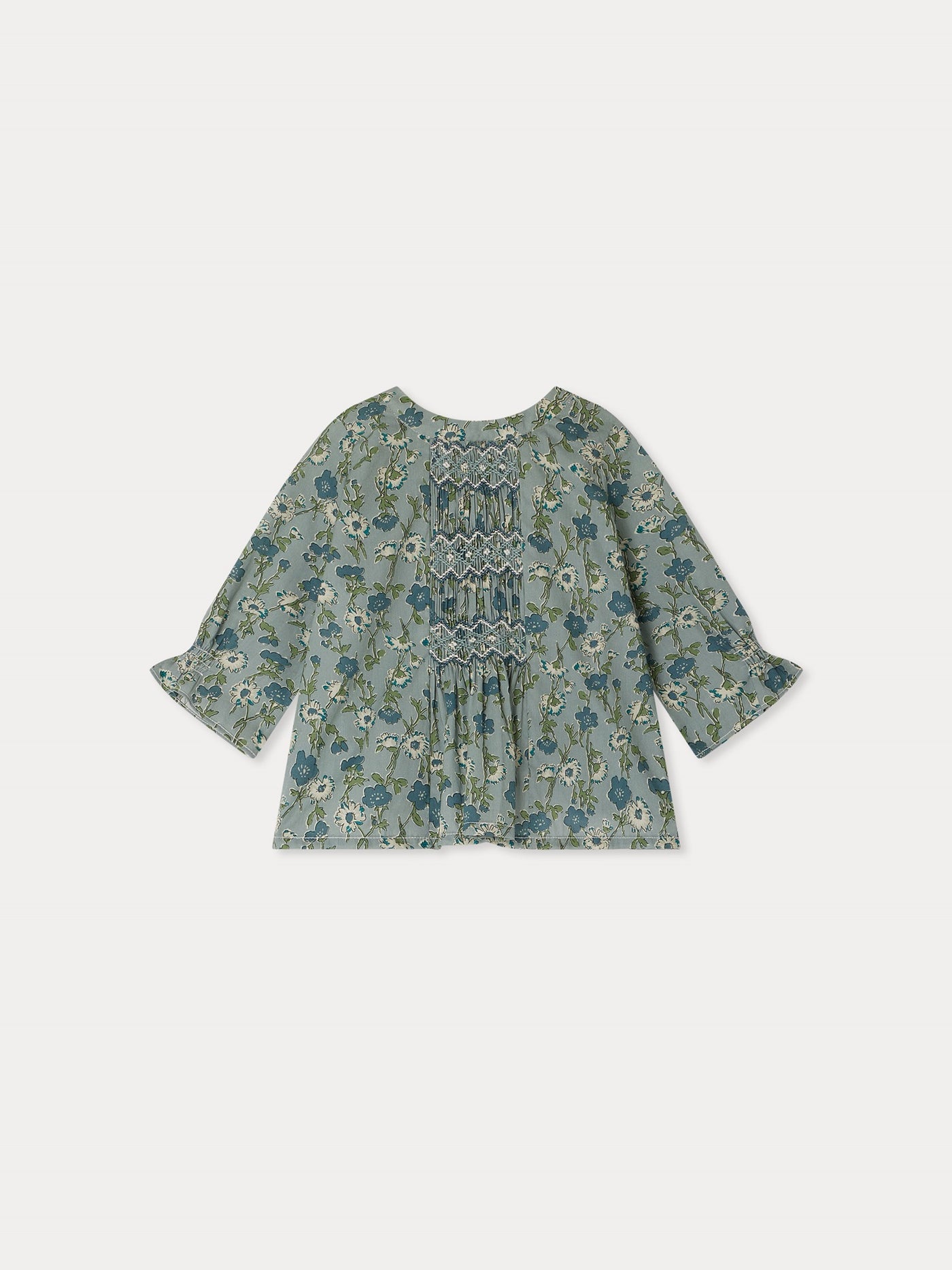 Blusa Blissi con arricciatura in tessuto Liberty in cotone biologico