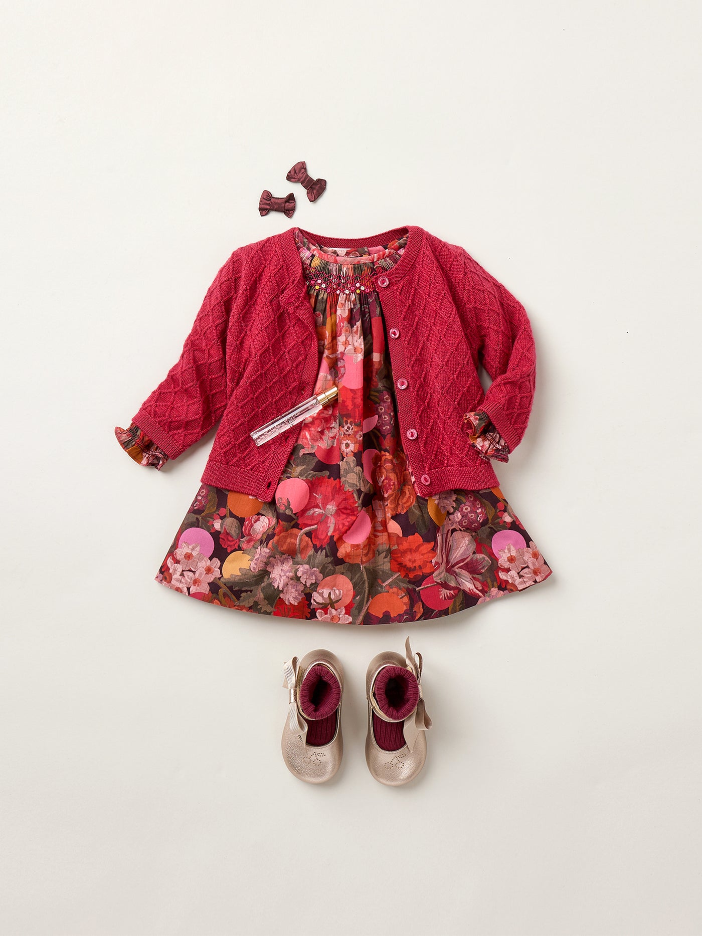 Griottine smocked and embroidered dress in Liberty fabric in organic cotton