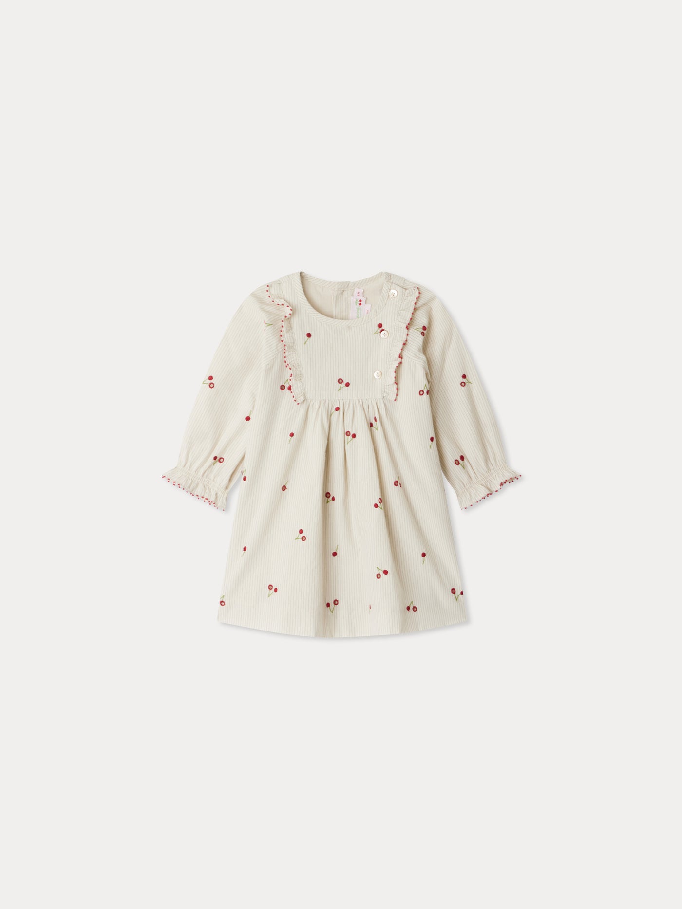 Robe Taelia en coton biologique rayé et rebrodé de cerises
