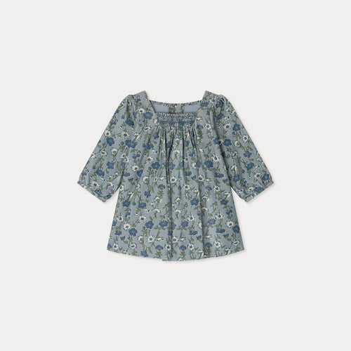 Robe Jada smockée et brodée en tissu Liberty velours