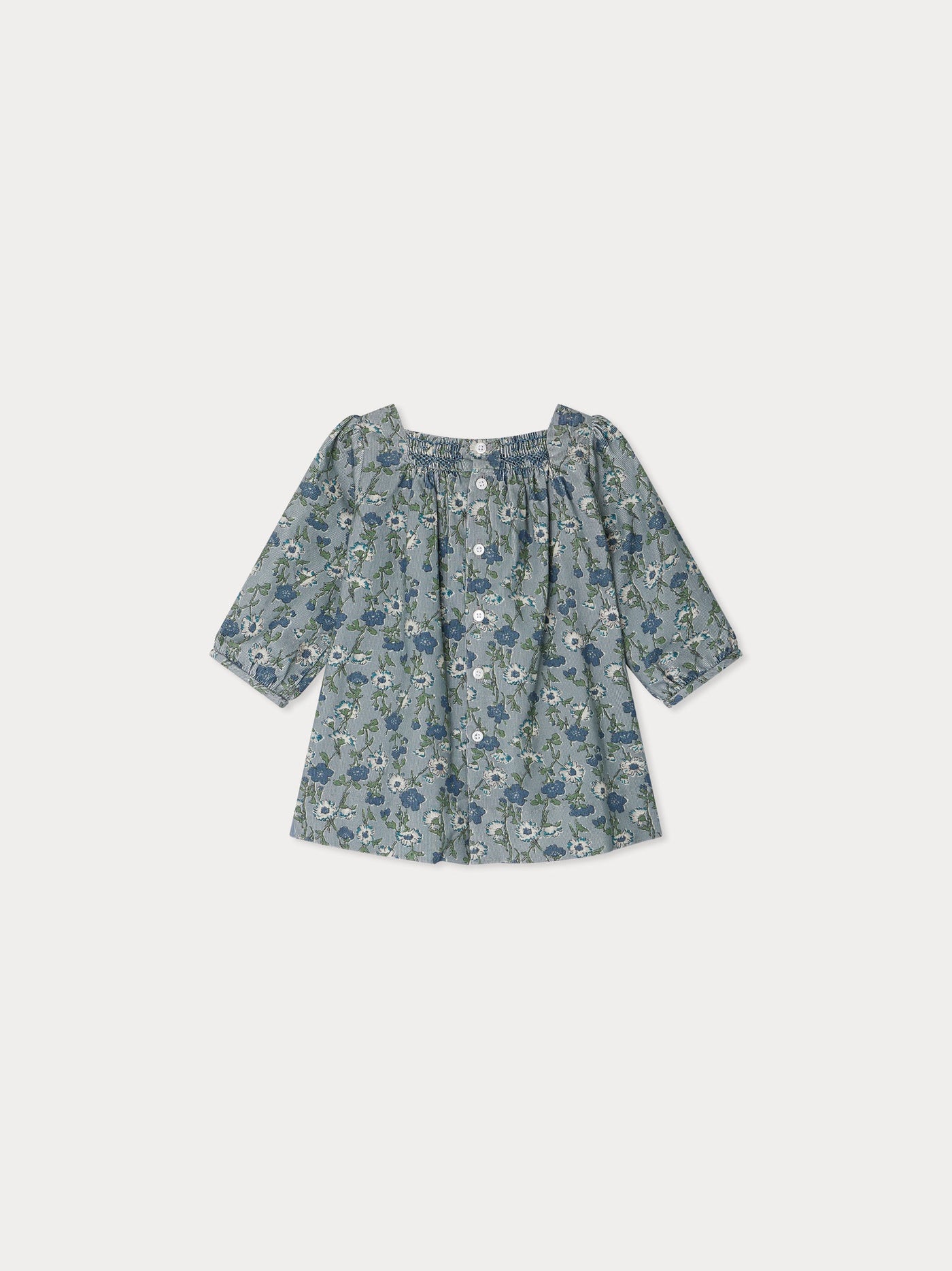 Jada gesmoktes und besticktes Kleid aus Liberty-Samtstoff