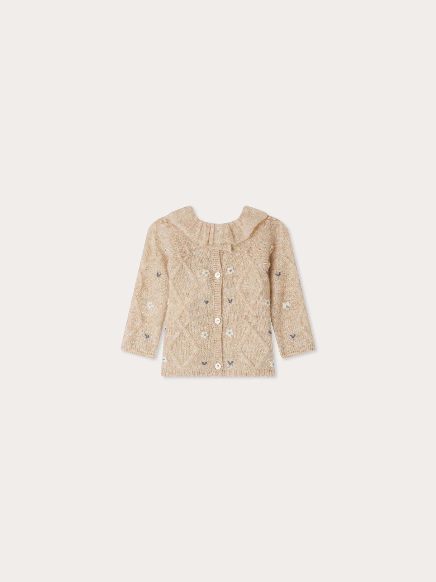 Maglione Jostina in lana e alpaca con colletto e ricamo floreale