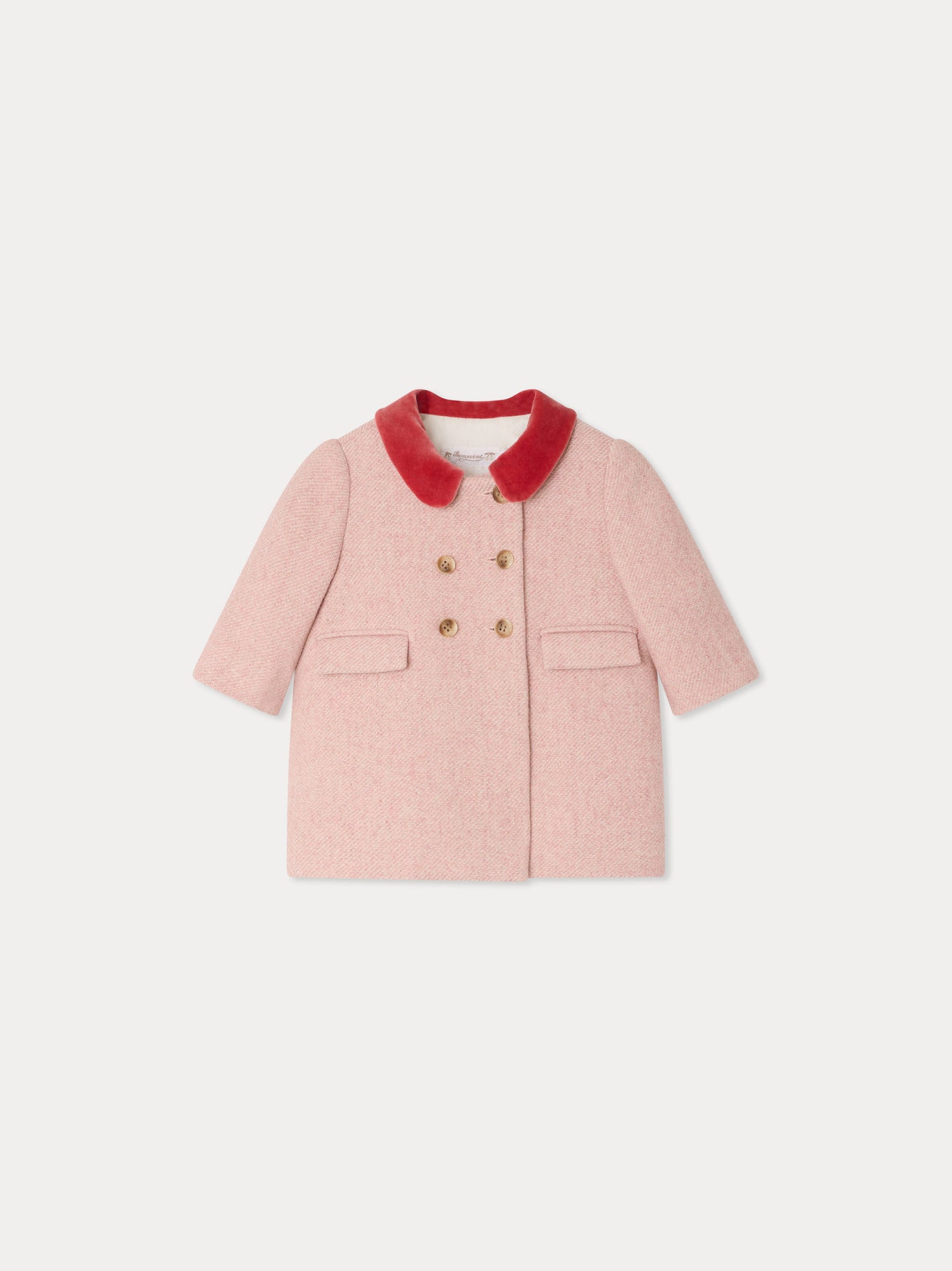 Cappotto in lana moka con collo in velluto