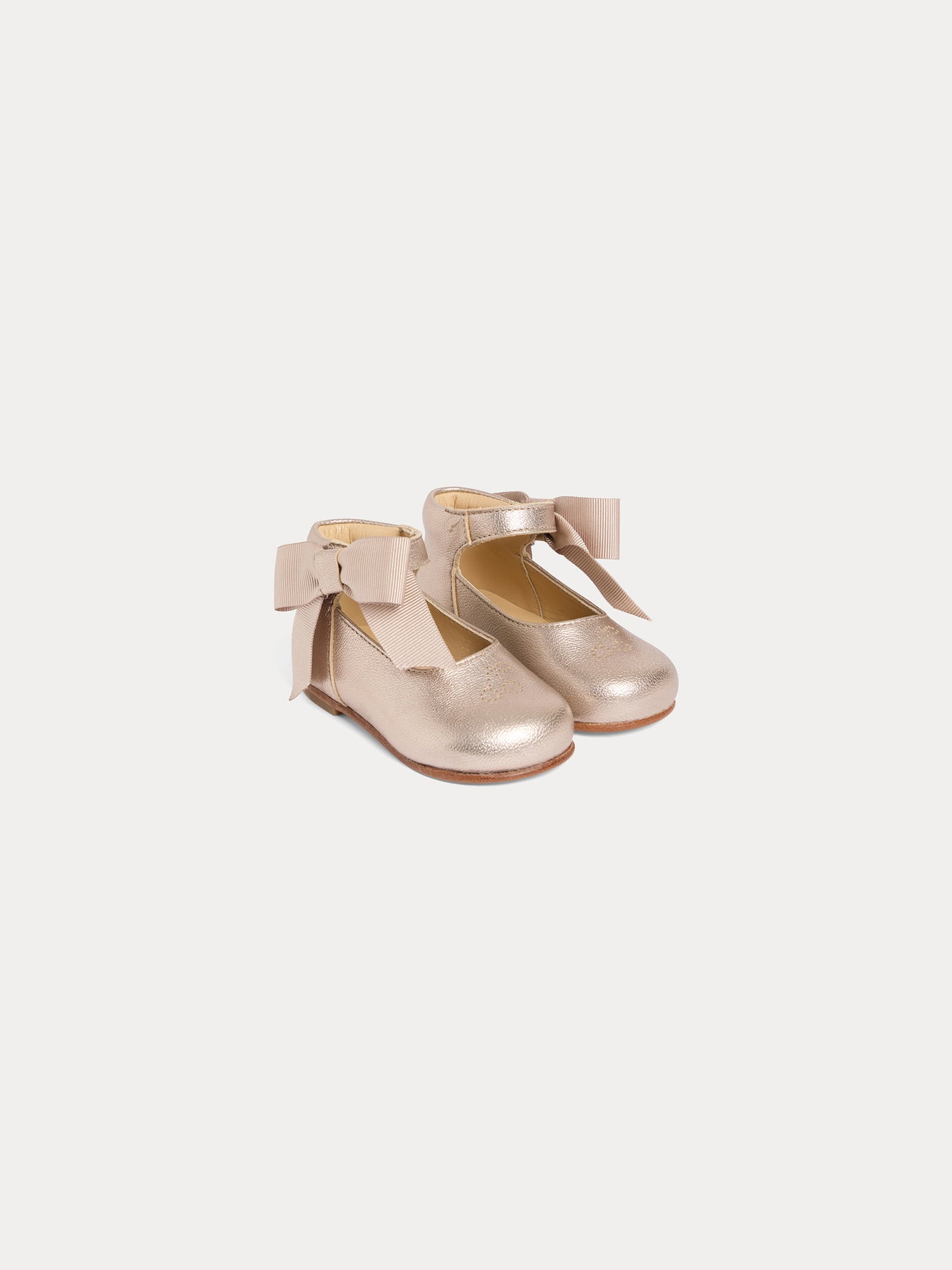 Chaussures premiers-pas Jain en cuir lamé et rose