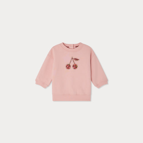 Sweat Dahlia avec cerise en tissu Liberty en coton biologique