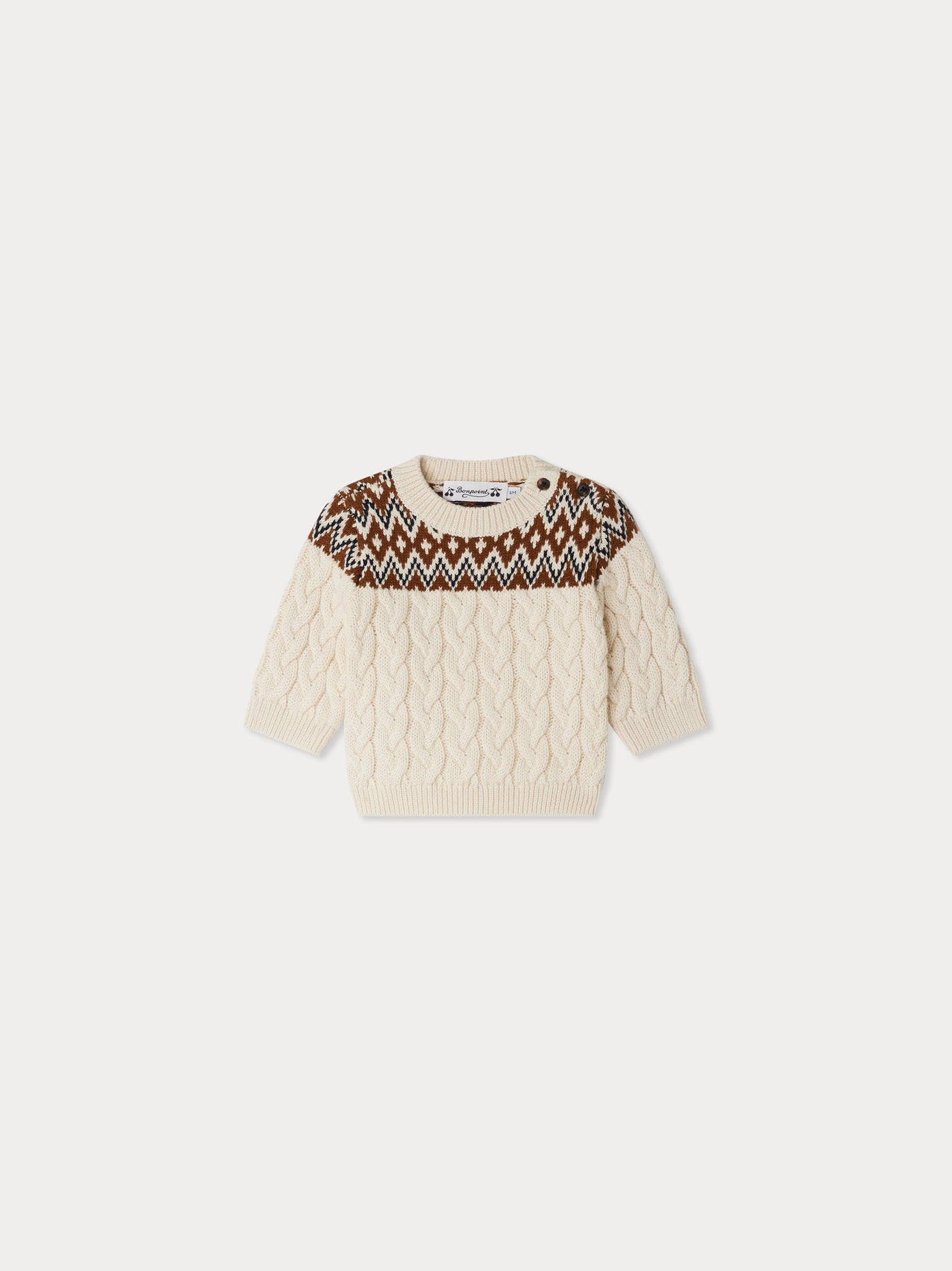 Joshua brauner Zopfmuster-Wollpullover