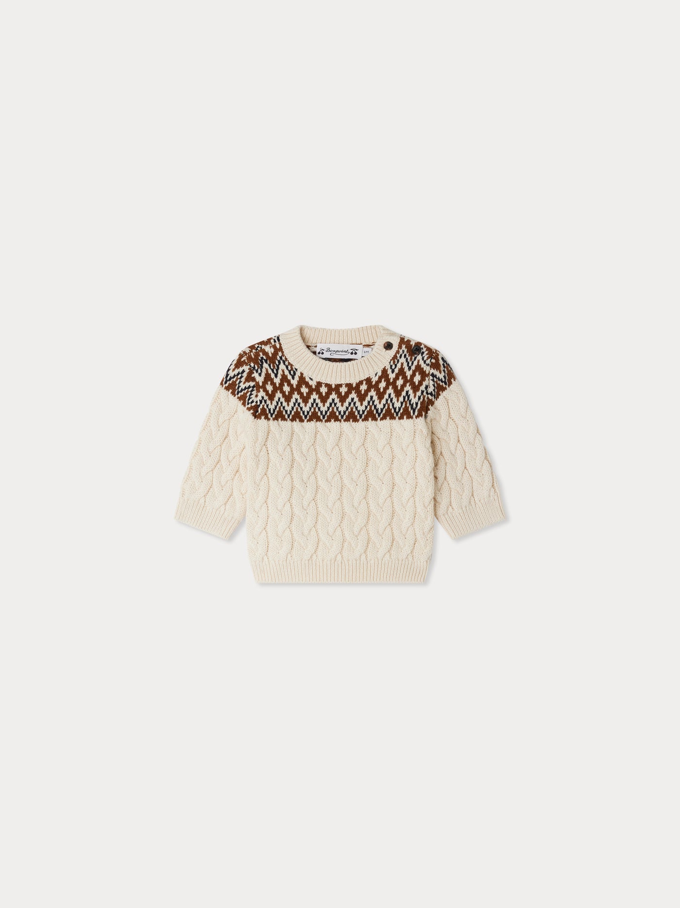 Maglione di lana a trecce marrone Joshua