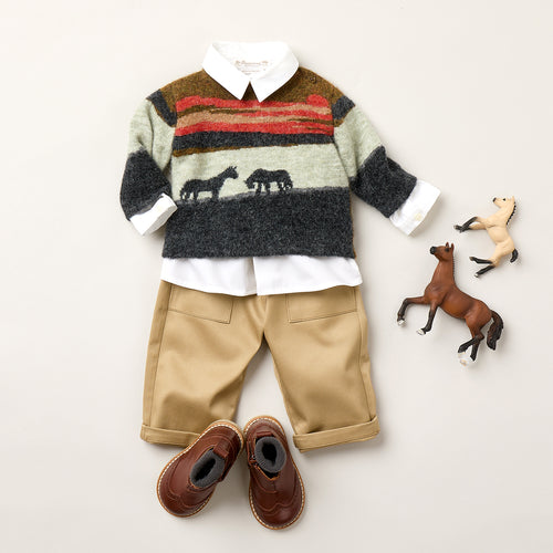 Almire jacquard sweater with horse landscape
