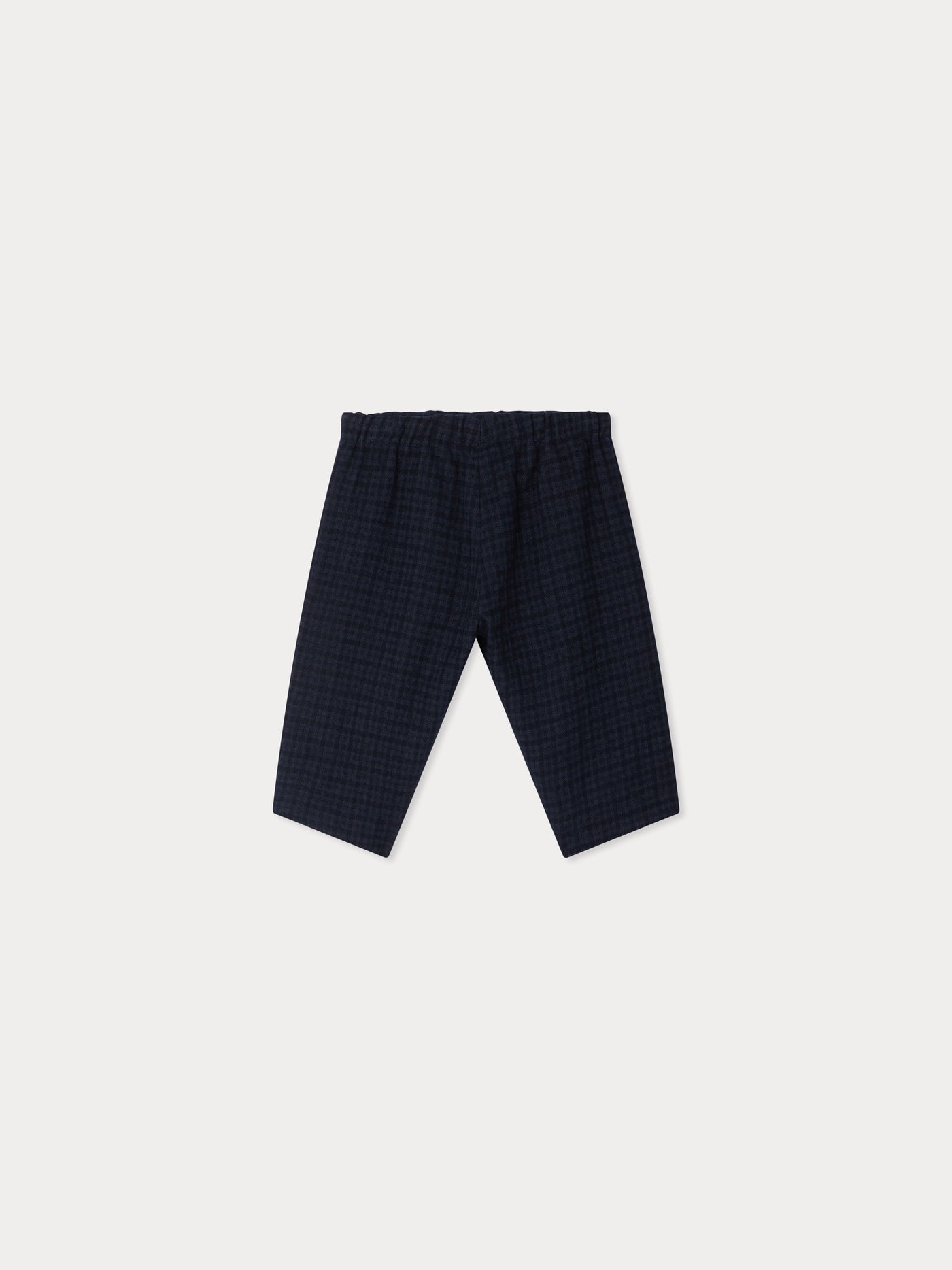 Pantaloni dandy a quadri tono su tono in cotone biologico e lana