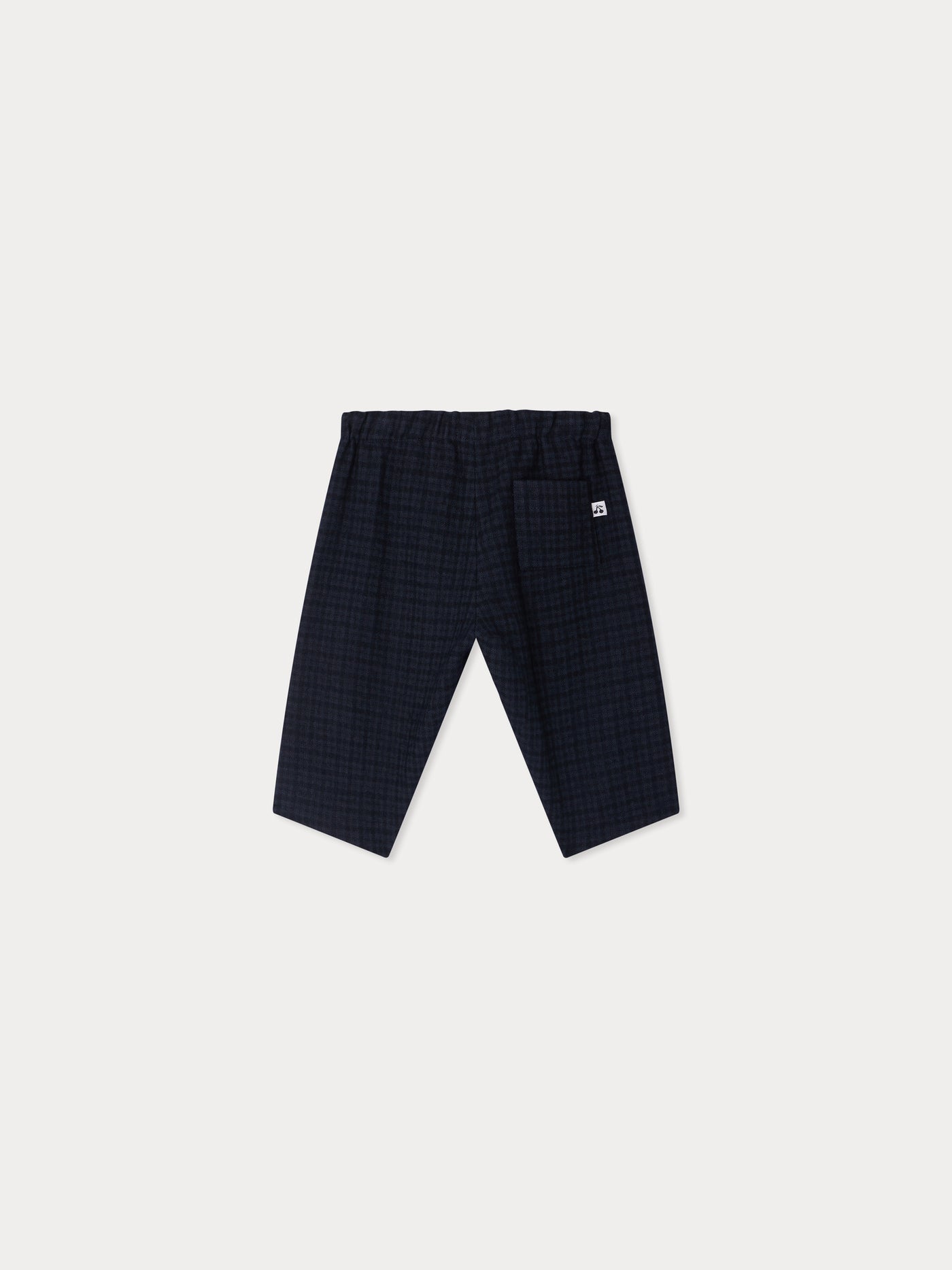 Pantaloni dandy a quadri tono su tono in cotone biologico e lana