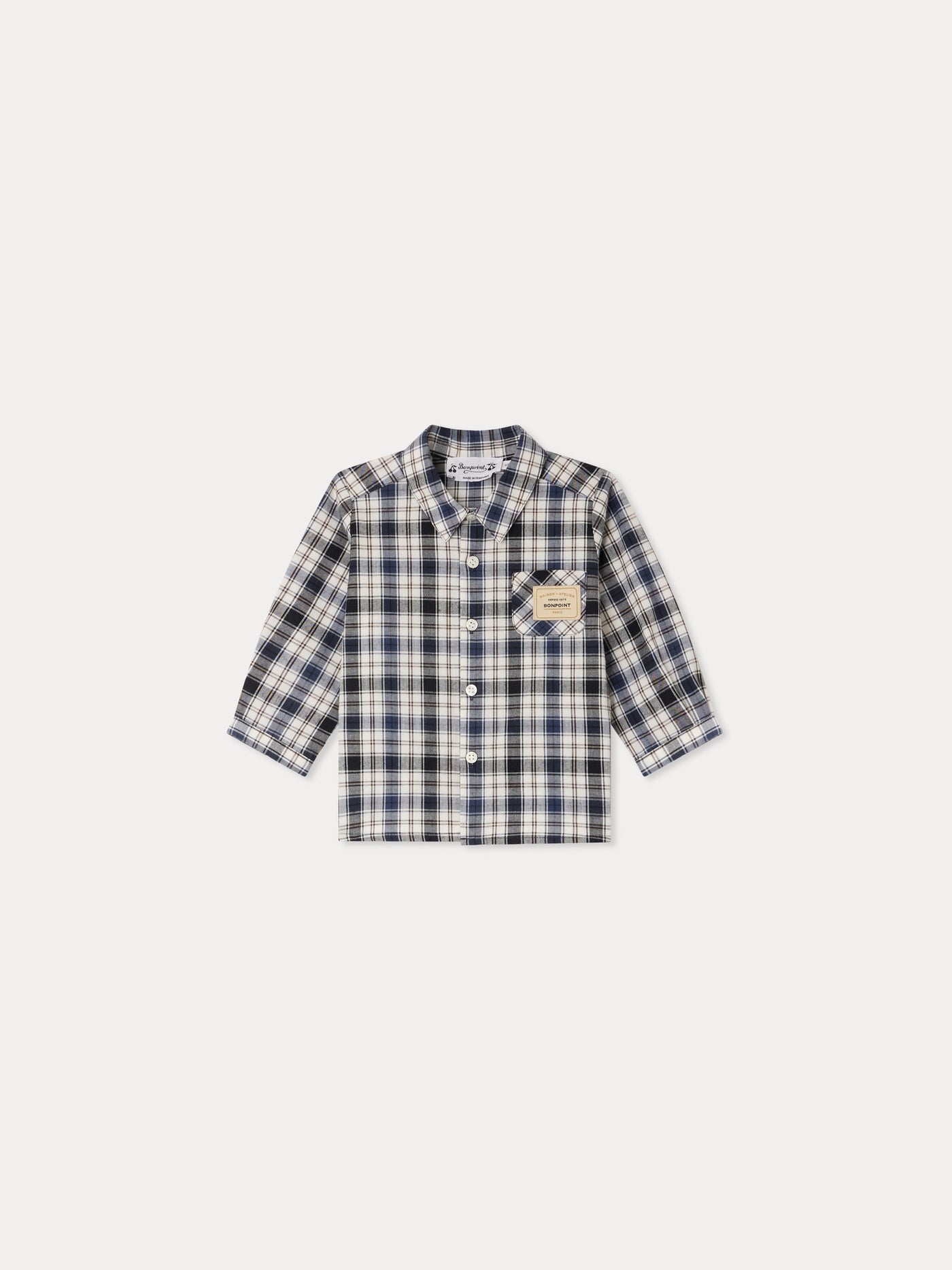 Malo organic cotton plaid shirt