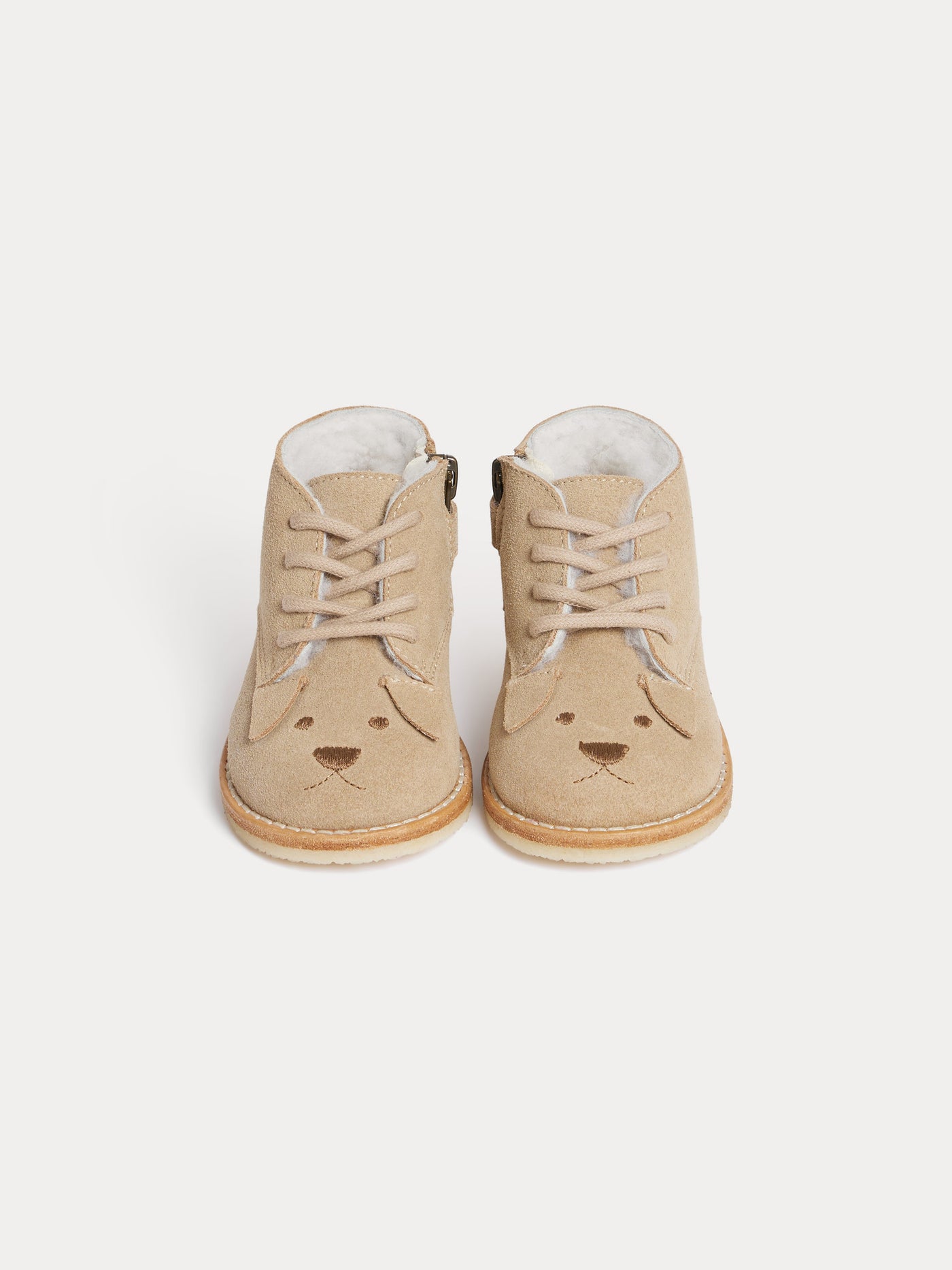 Joss leather derbies with embroidered dog head