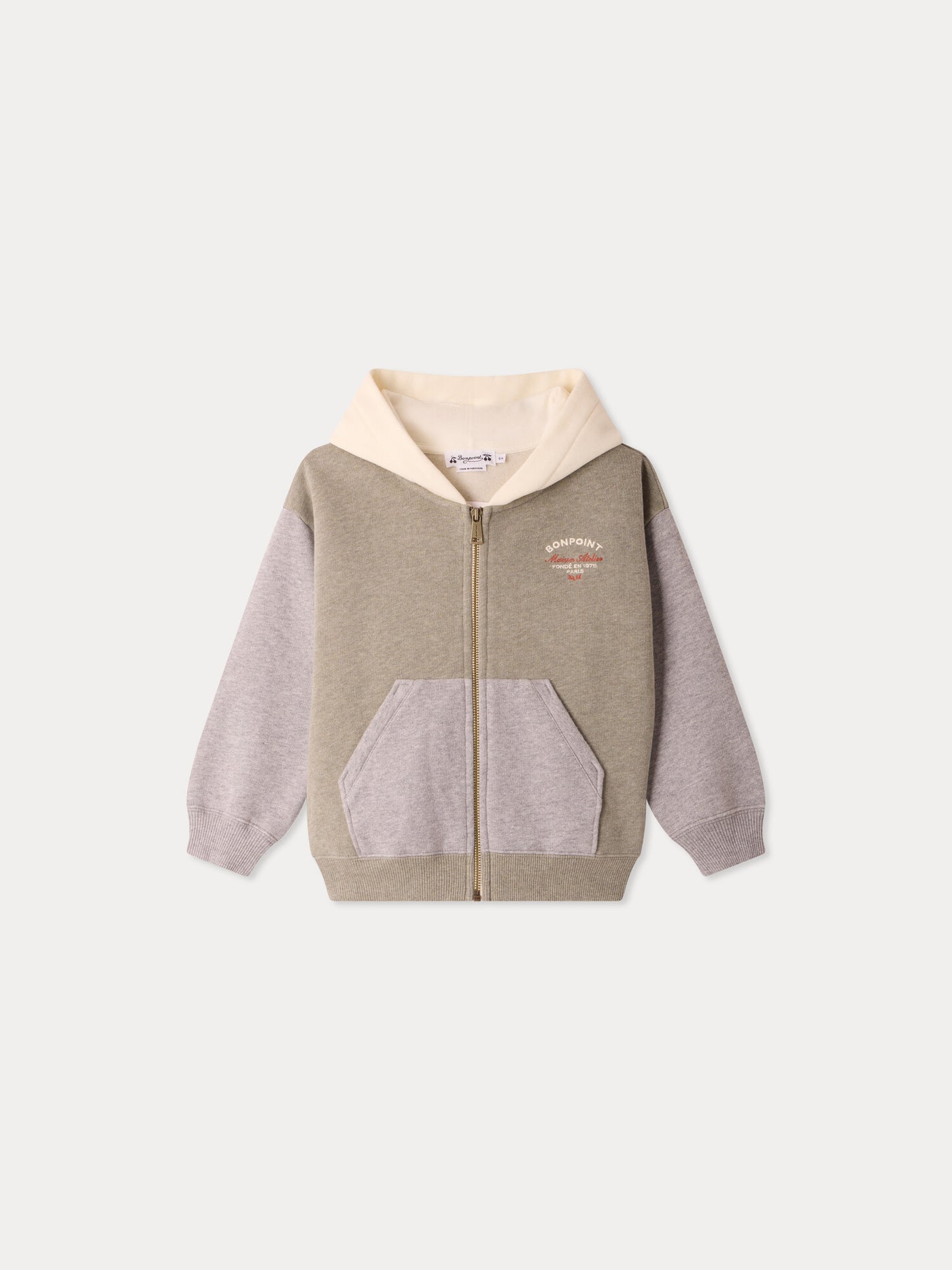 Sweatshirt Elroy mit Reißverschluss khaki meliert