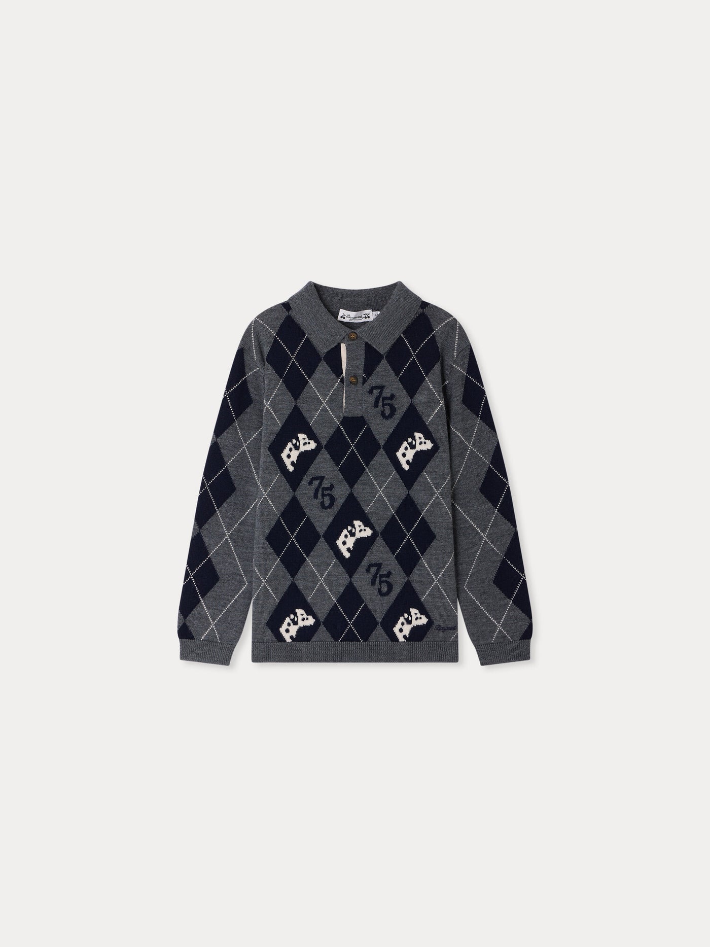 Pull Morgan col V à damier