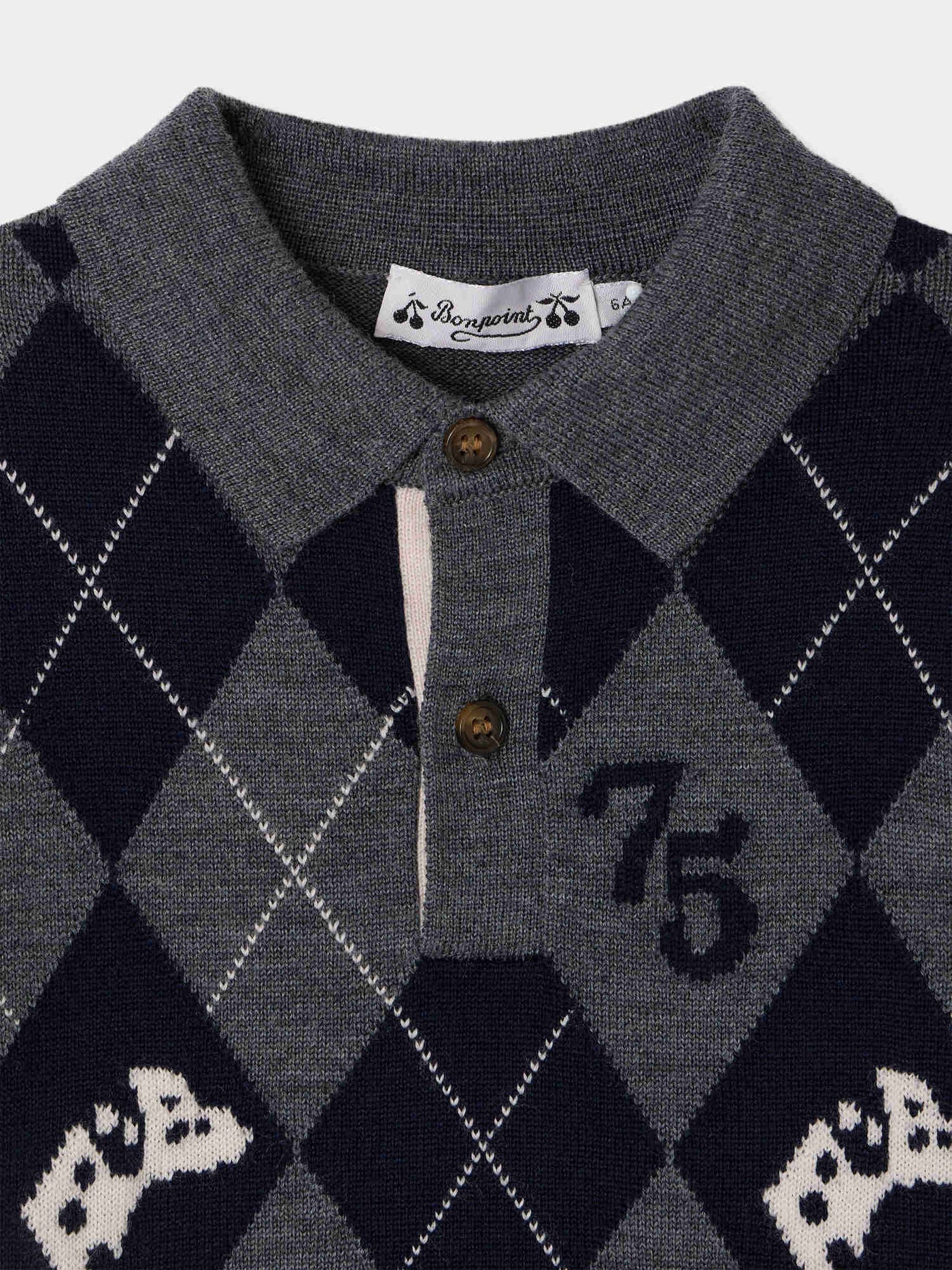 Pull Morgan col V à damier