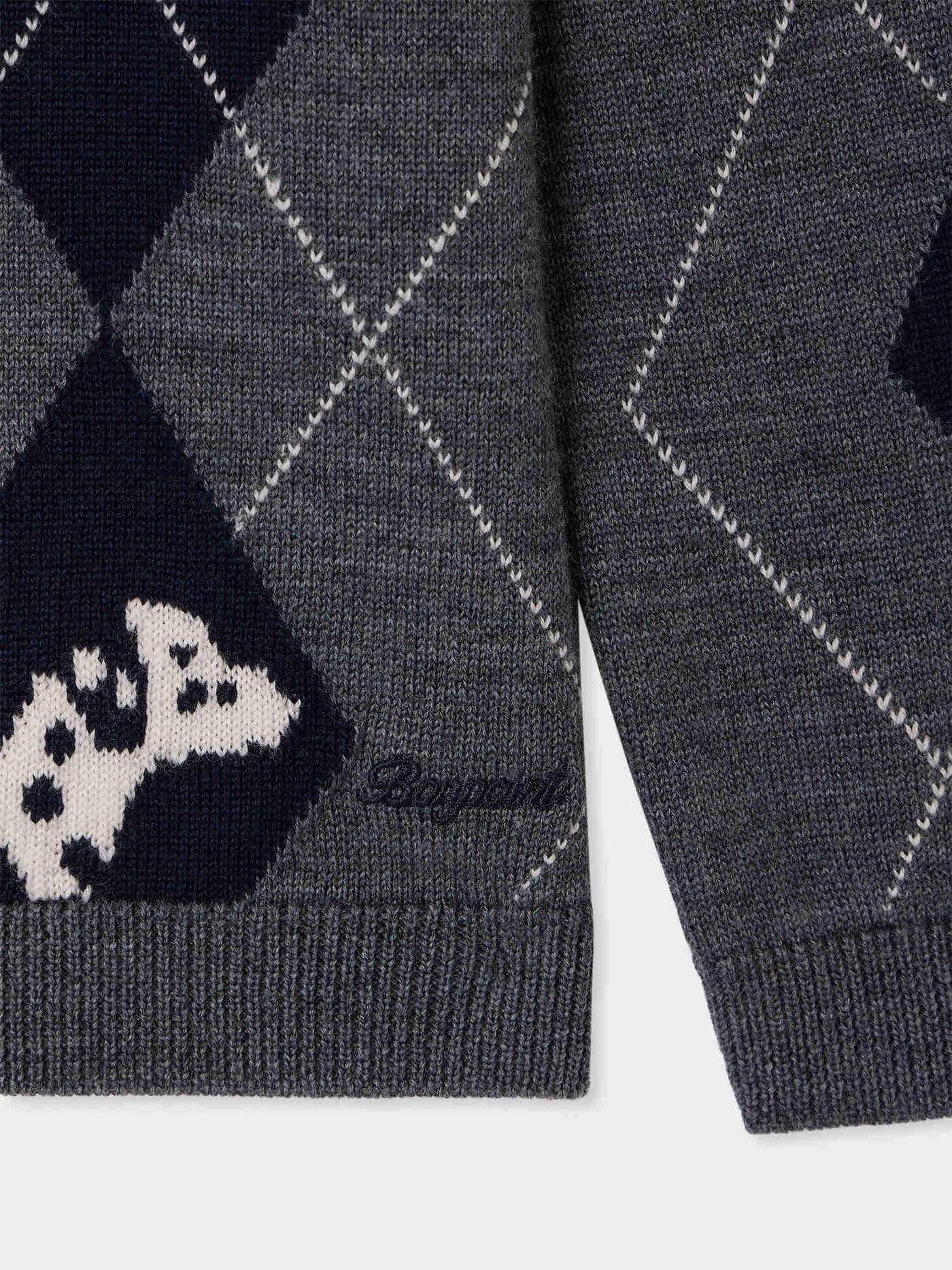 Pull Morgan col V à damier