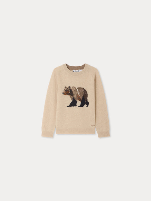 Maglione Berlioz girocollo motivo orso in cashmere