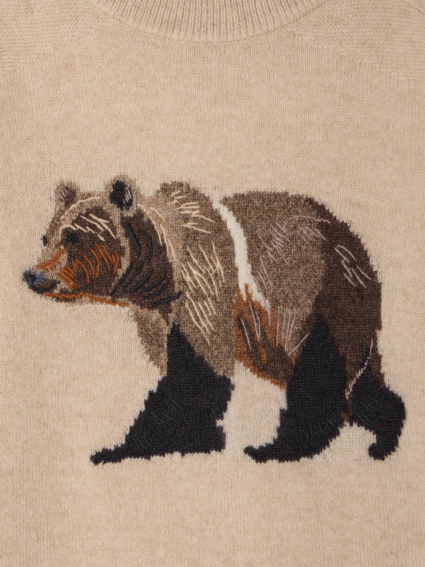 Pullover Berlioz mit Rundhalsausschnitt und Bärenmotiv aus Kaschmir