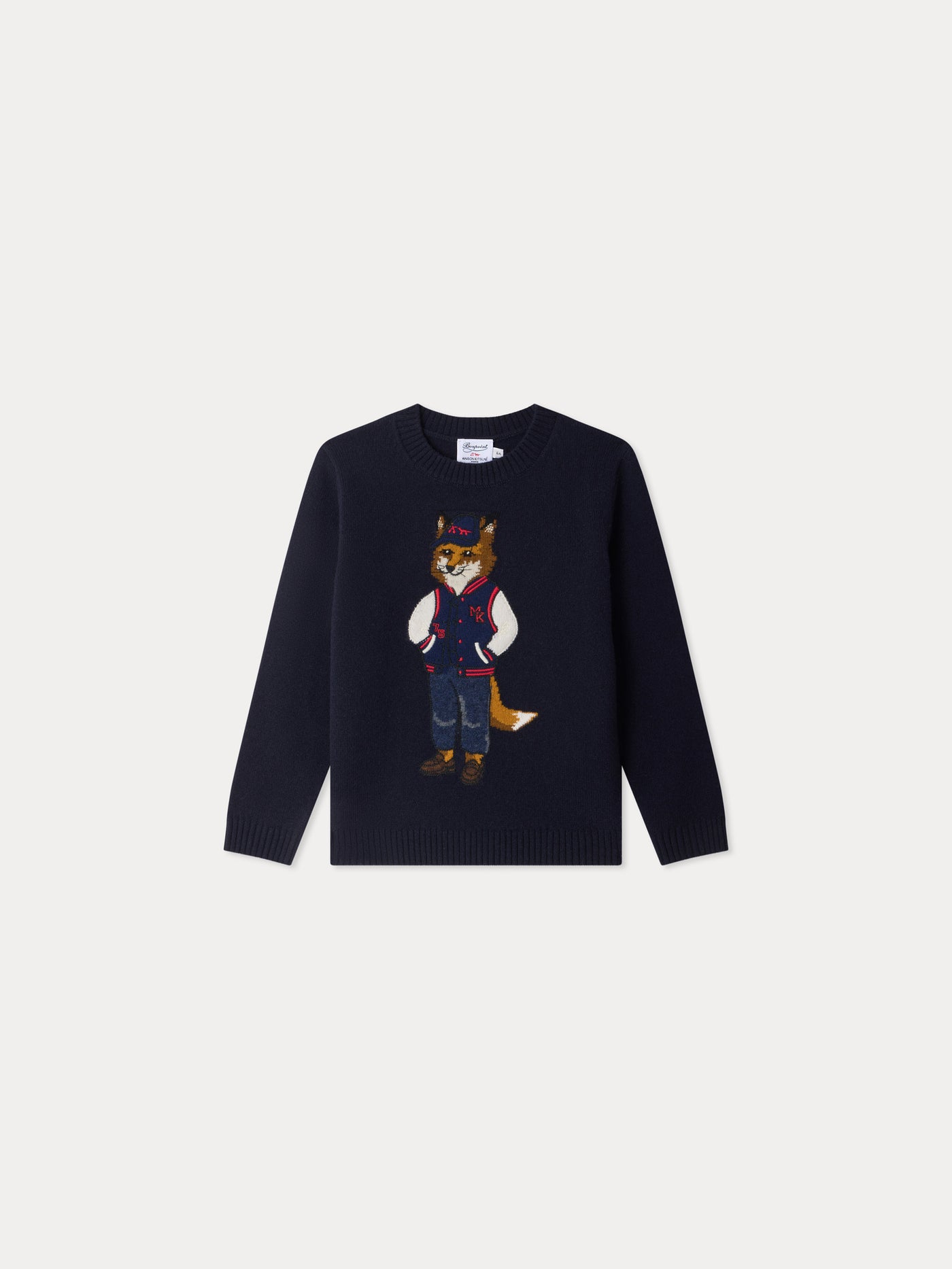 Bonpoint x Maison Kitsuné pull Mitchell brodé renard en laine