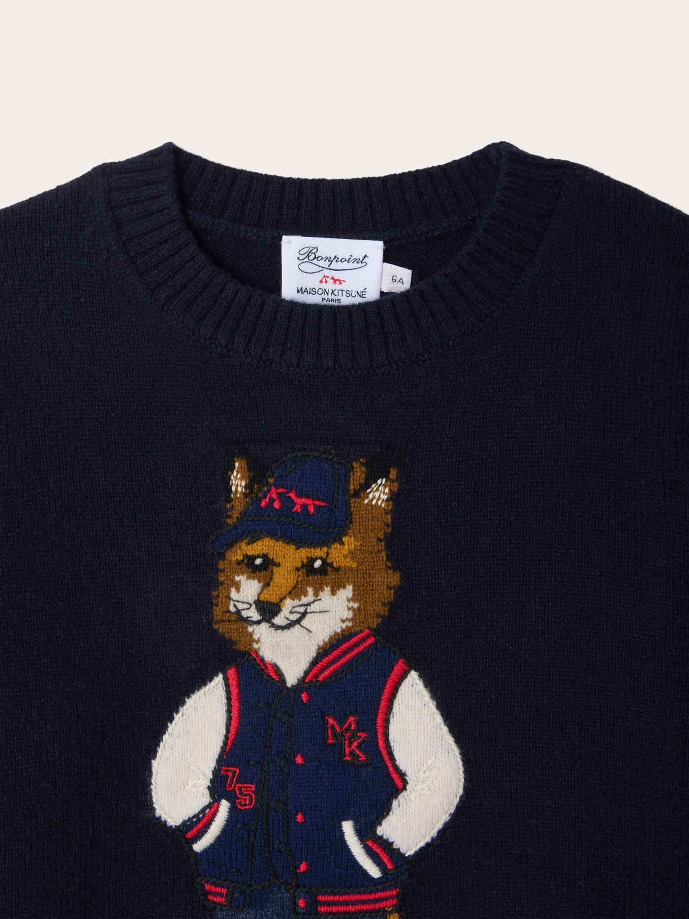 Bonpoint x Maison Kitsuné pull Mitchell brodé renard en laine