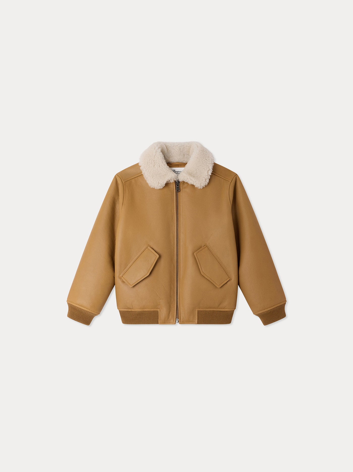 Bowie-Jacke aus Leder mit Kunstfellkragen